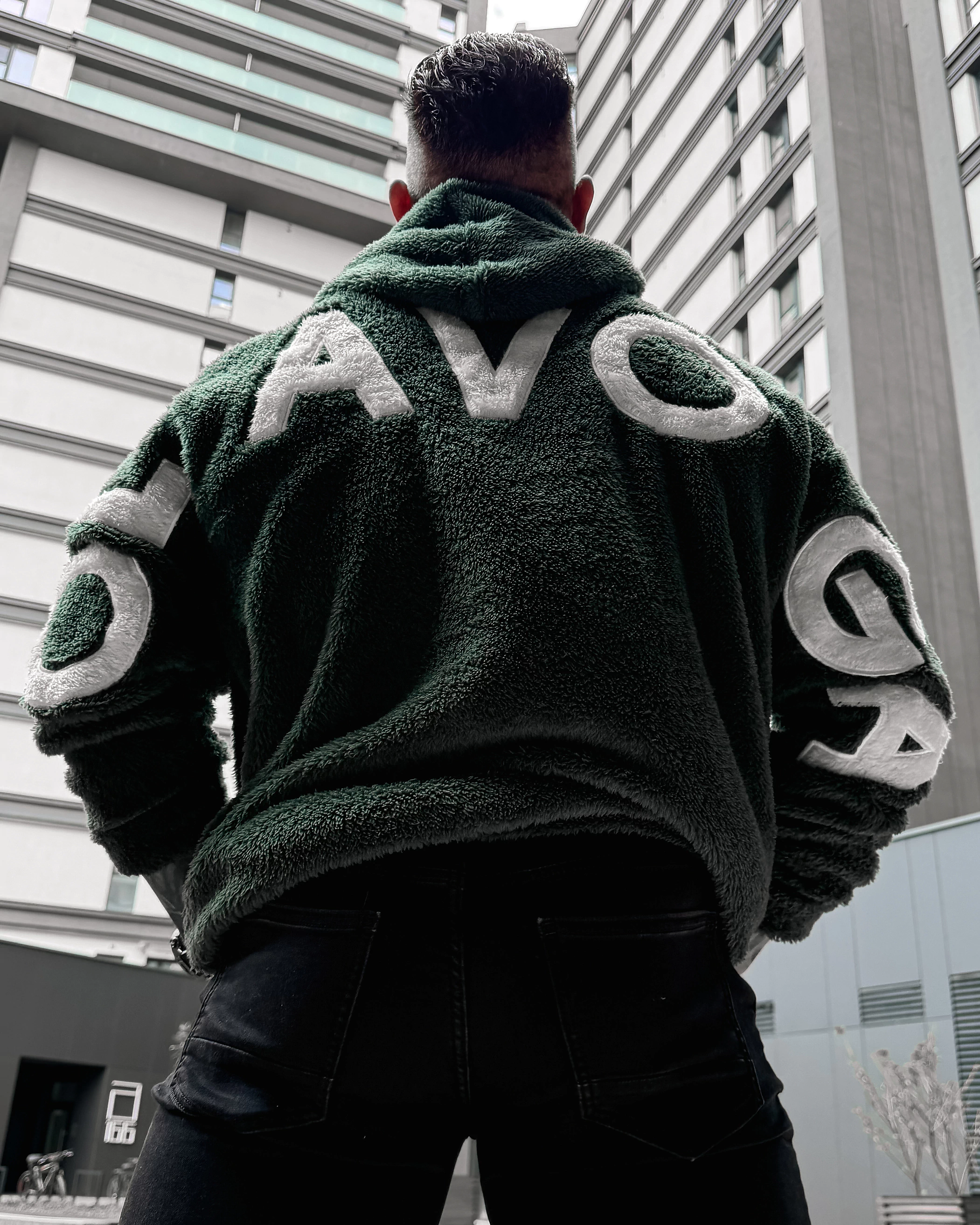 OLAVOGA Men FIDO MEN Sherpa hooded sweatshirt – Dark green