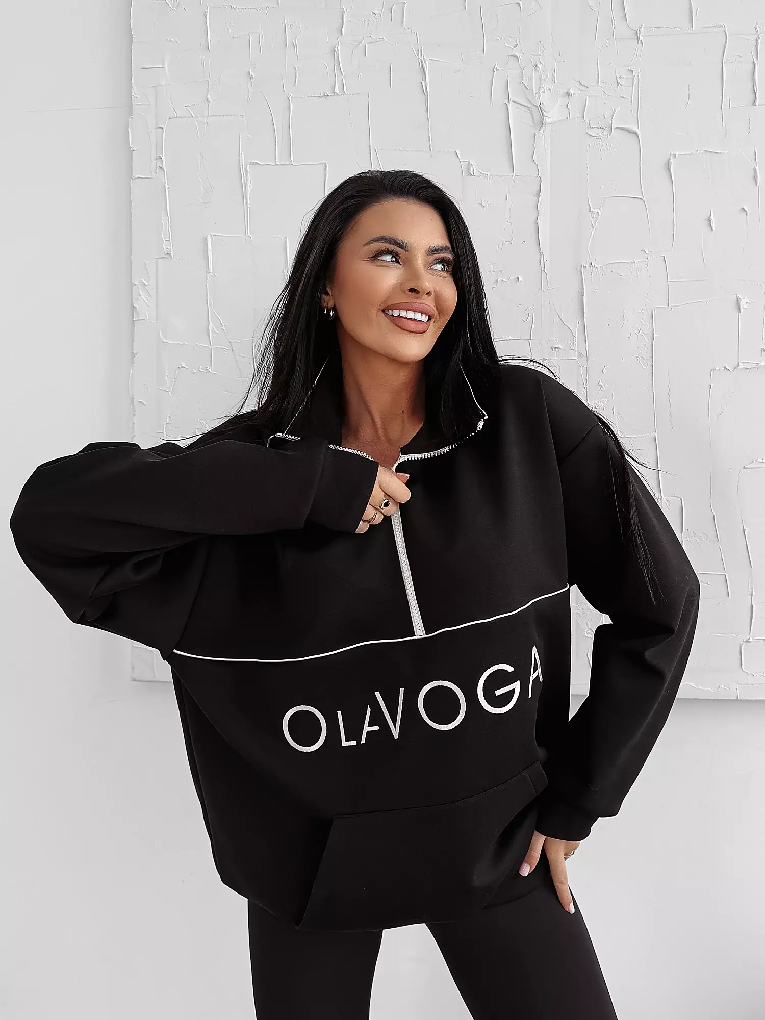 OLAVOGA EASTFIELD women's oversize collar sweatshirt - Black