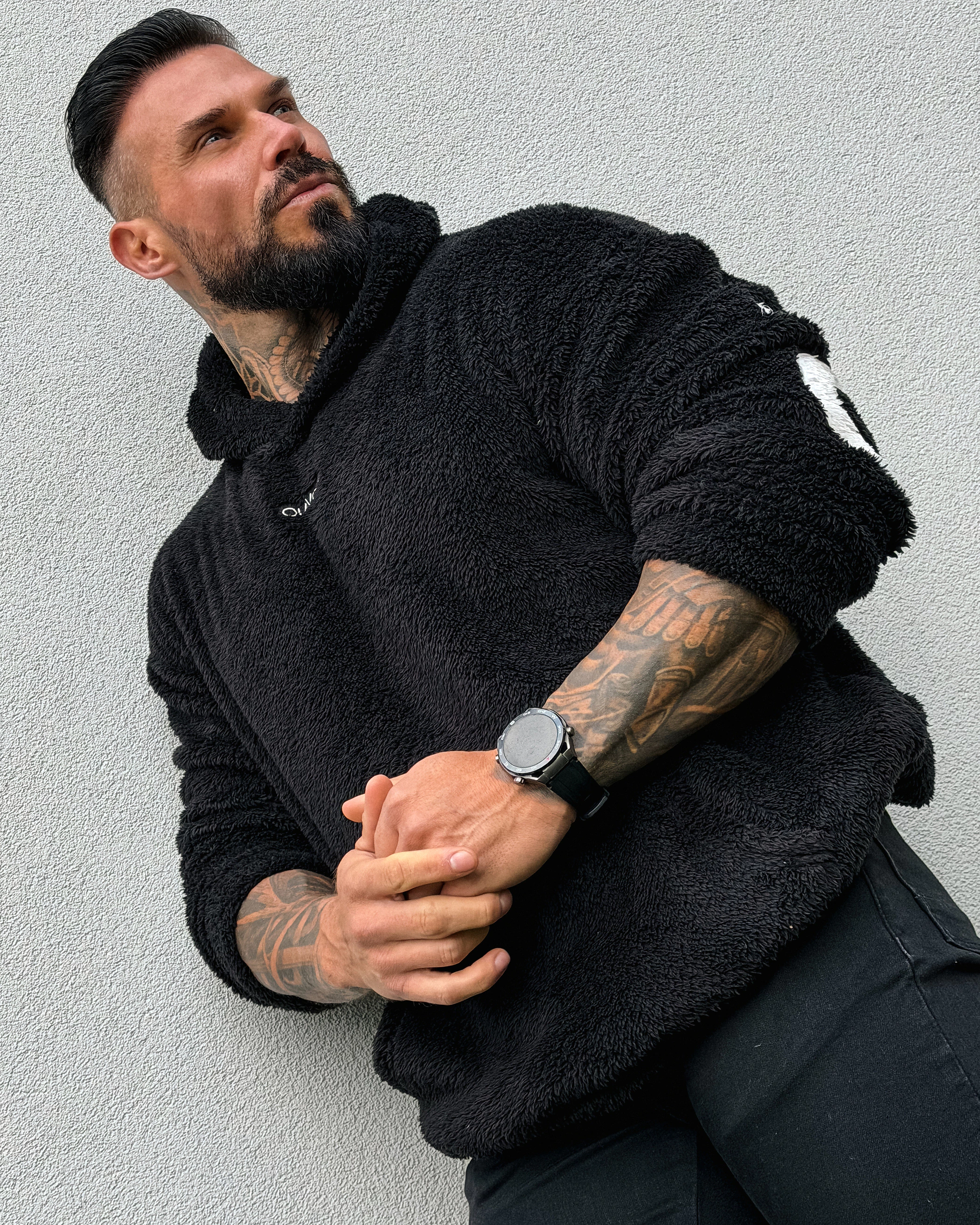 OLAVOGA Men FIDO MEN Sherpa Hooded Sweatshirt – Black