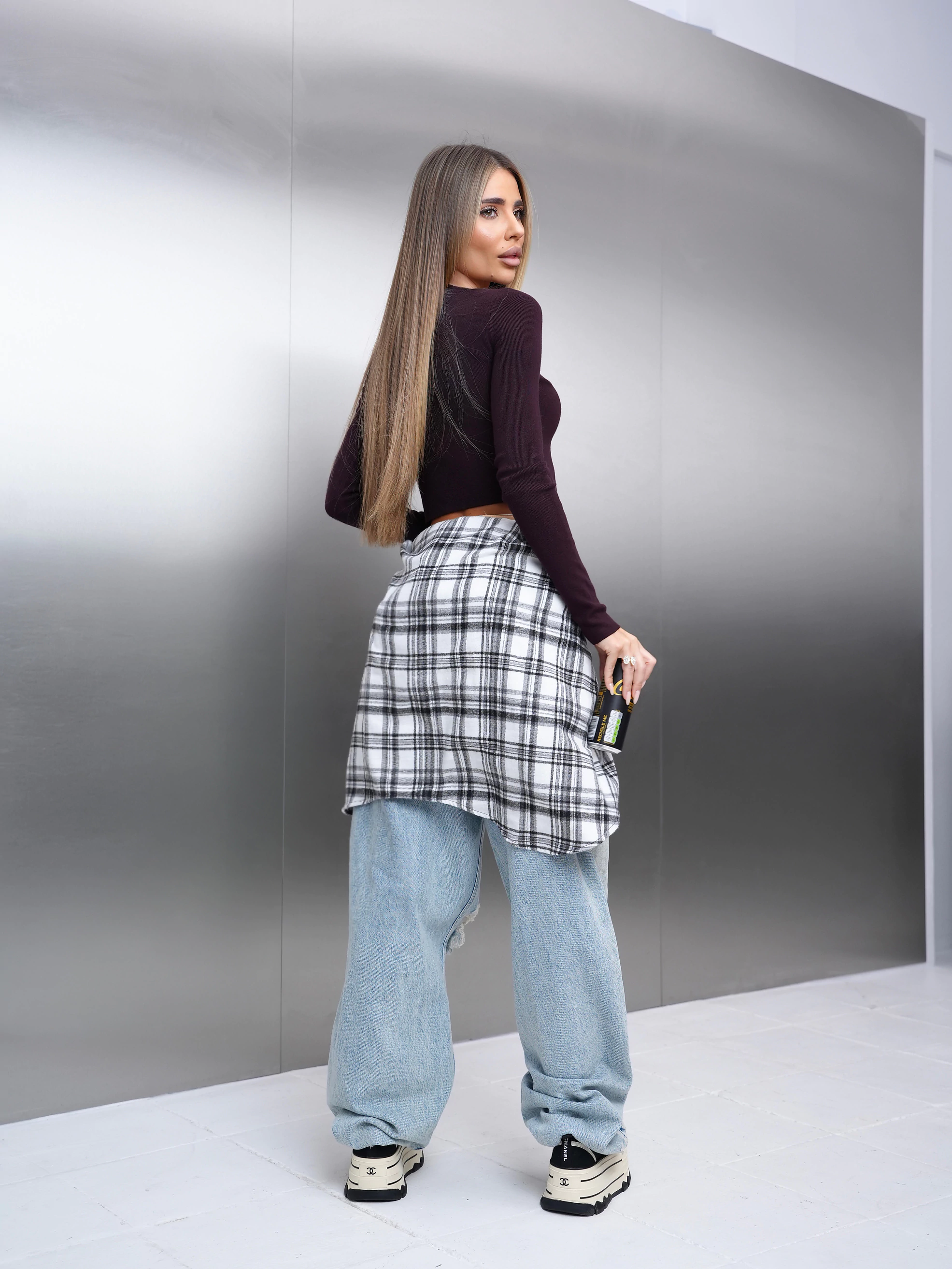 Sweter damski casual OLAVOGA BROGRER - Śliwka