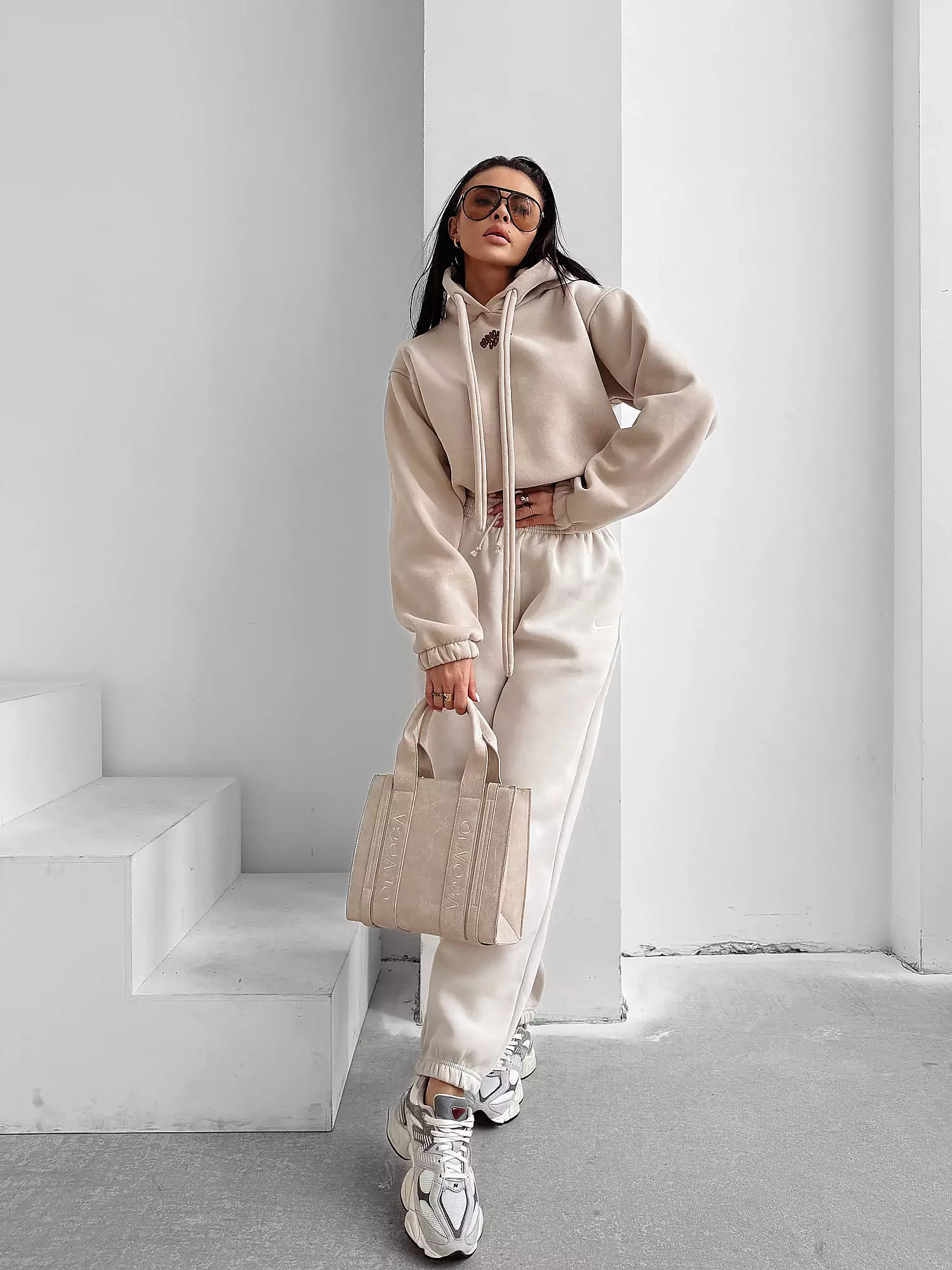 OLAVOGA FROST LAYER dámská mikina oversize - béžová