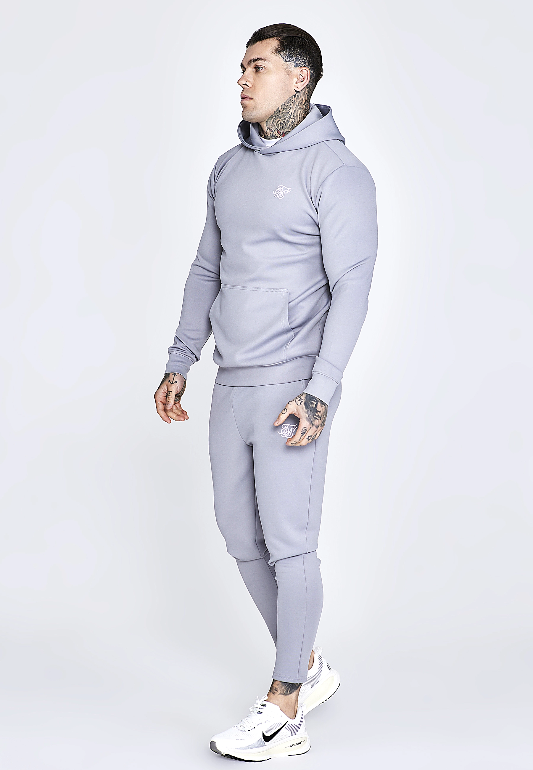 SIKSILK ESSENTIALS Herren-Kapuzenpullover 28161 - Grau