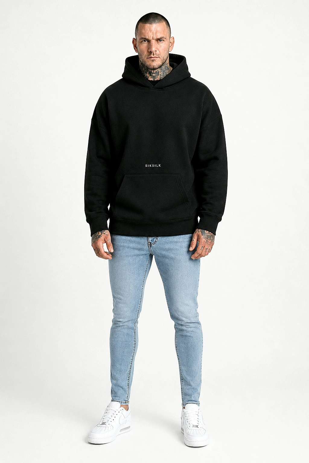 SIKSILK pánska mikina s klokankou 28768 - Black
