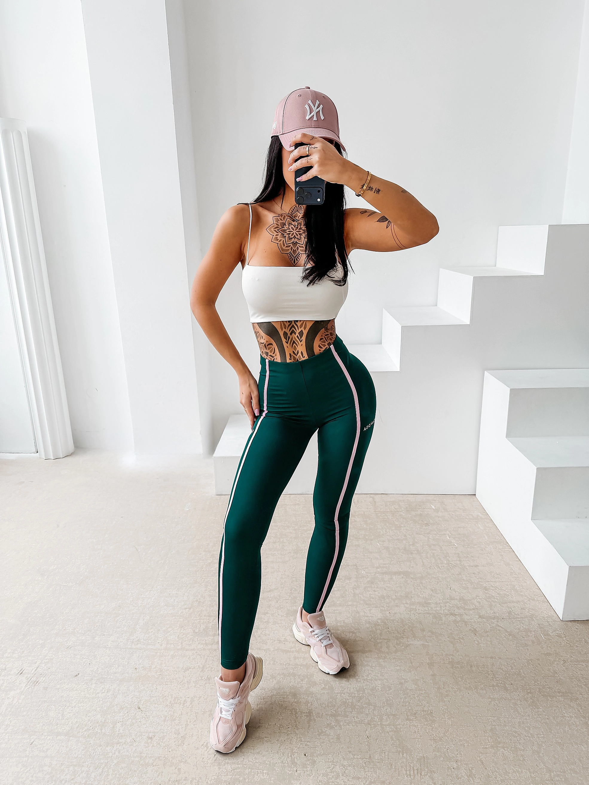 OLAVOGA AMERA women's leggings with piping - Dark green