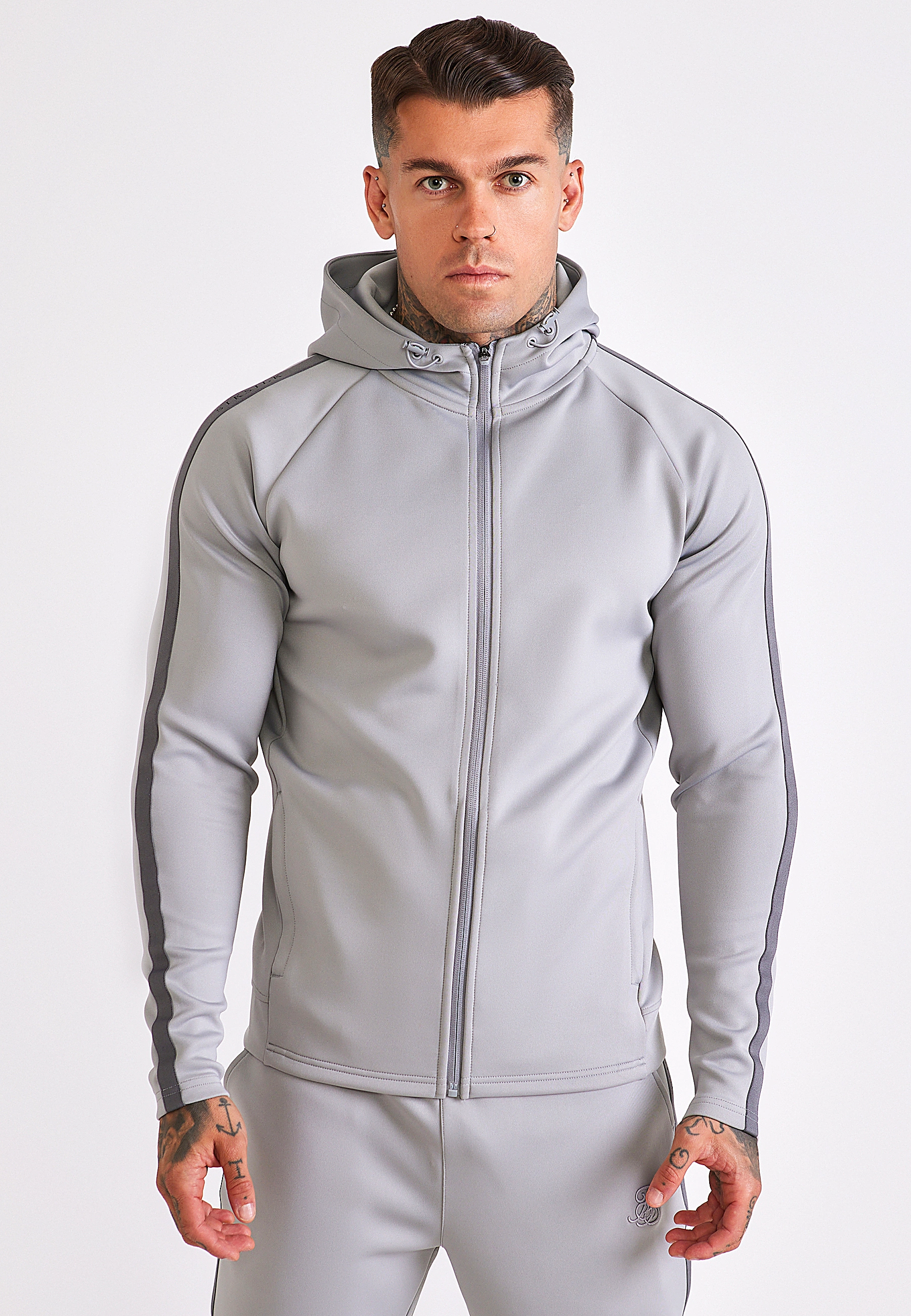 Komplet dresowy z taśmami SIKSILK 29415 - Szary