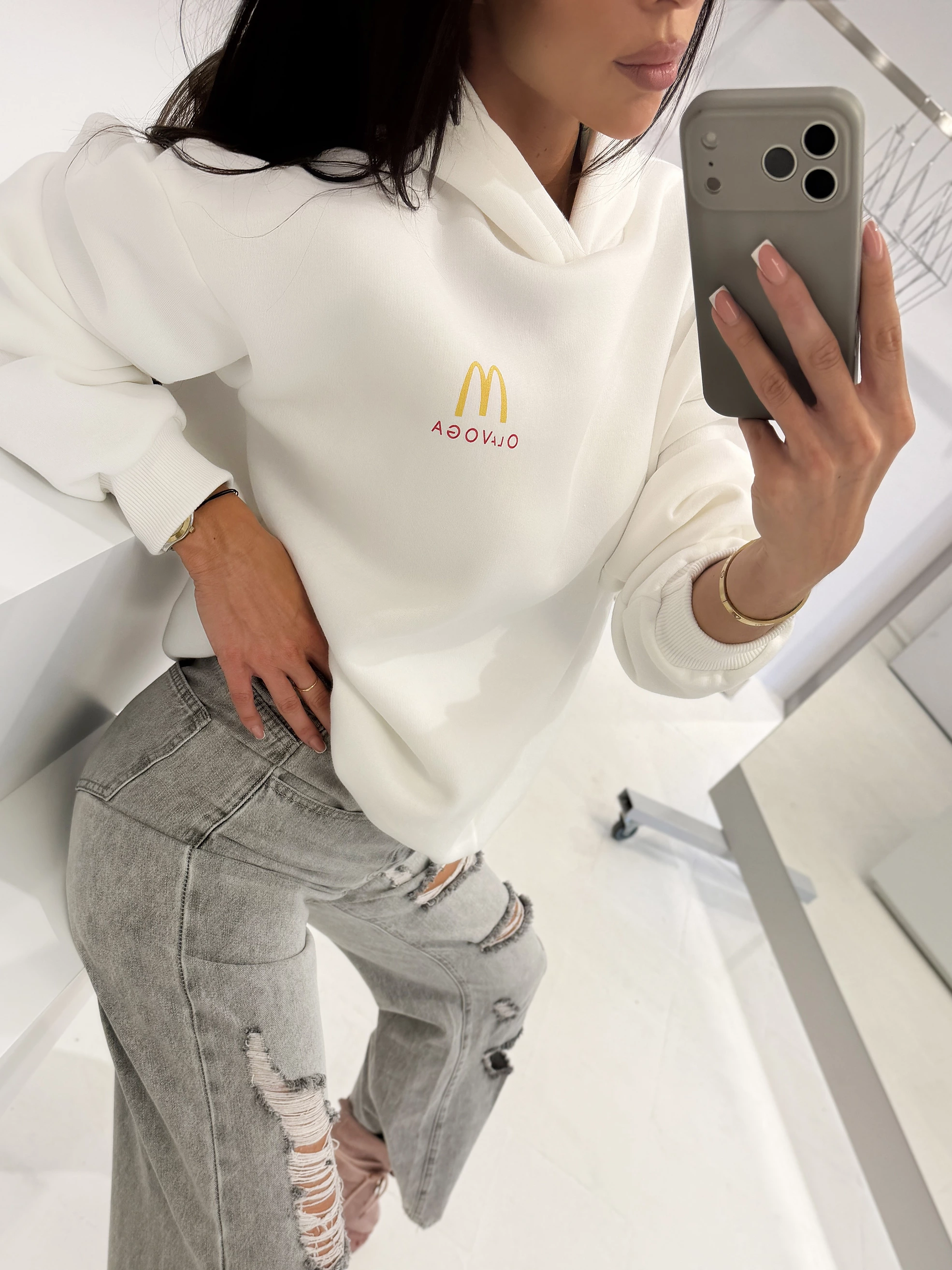 Bluza z kapturem OLAVOGA NOVIA - Ecru