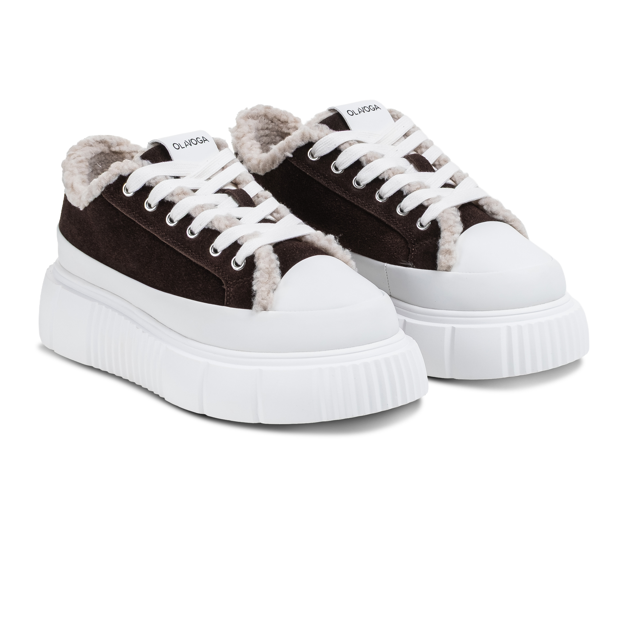 Sneakersy damskie na platformie OLAVOGA LULL - Brąz
