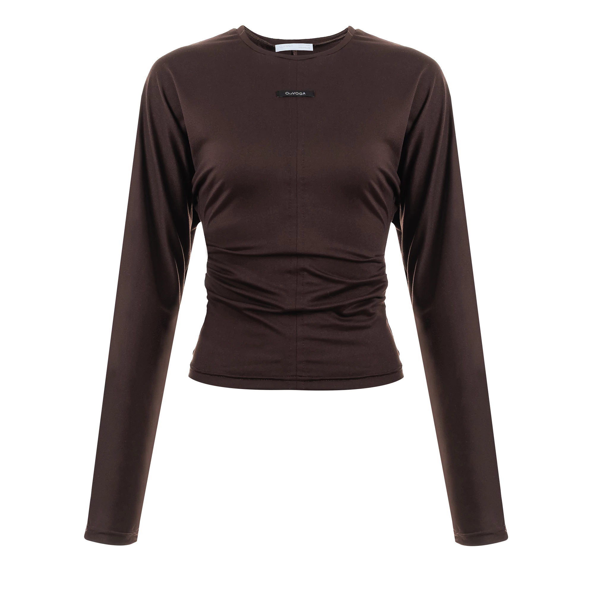Damenbluse mit Rüschen OLAVOGA WASH – Braun