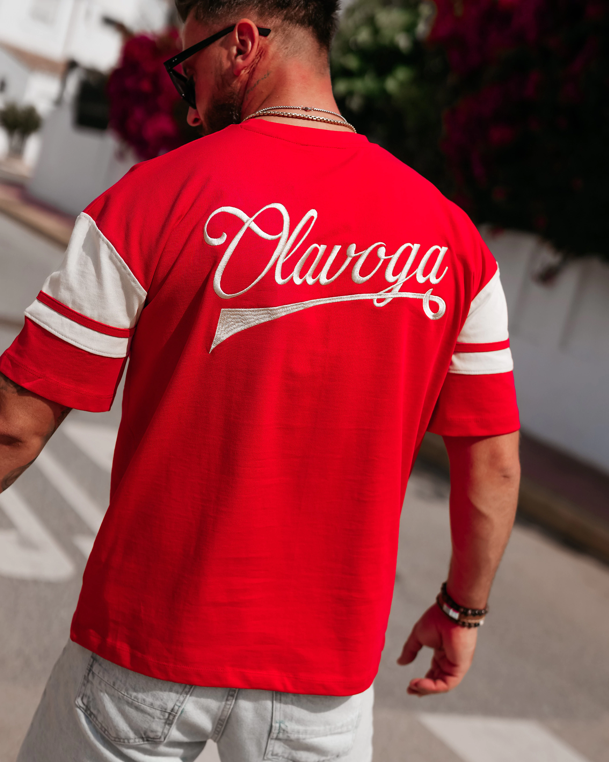 T-shirt męski oversize OLAVOGA Men VALDORIN - Czerwony