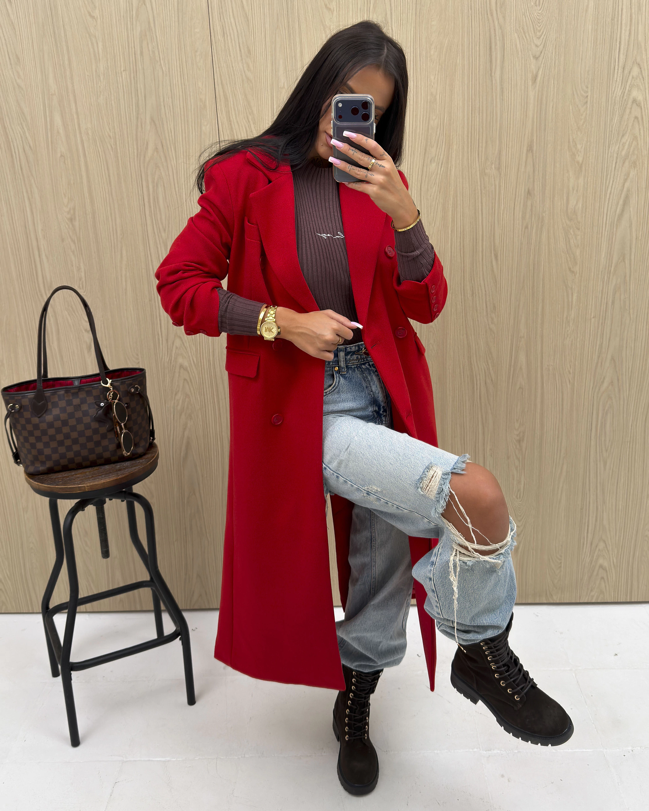 OLAVOGA MOONLEOER women's maxi coat – Red | S | Pasuri