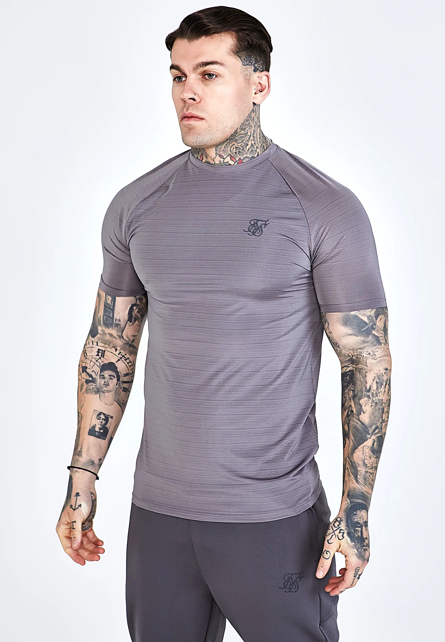 T-shirt męski SIKSILK MUSCLE FIT 26509 Szary M