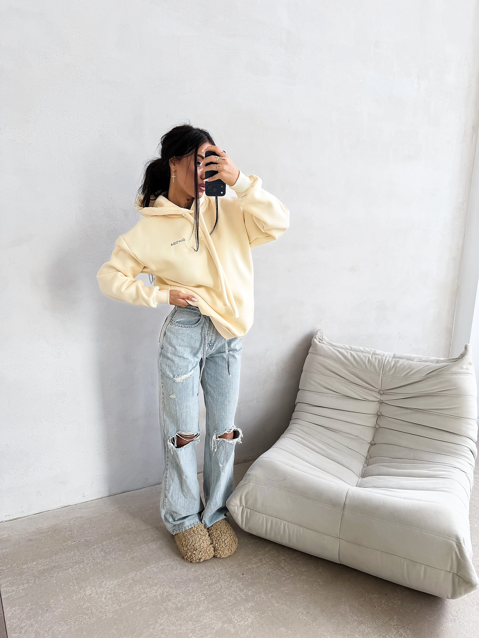 Bluza damska Oversize OLAVOGA RUNAWAY - Écru
