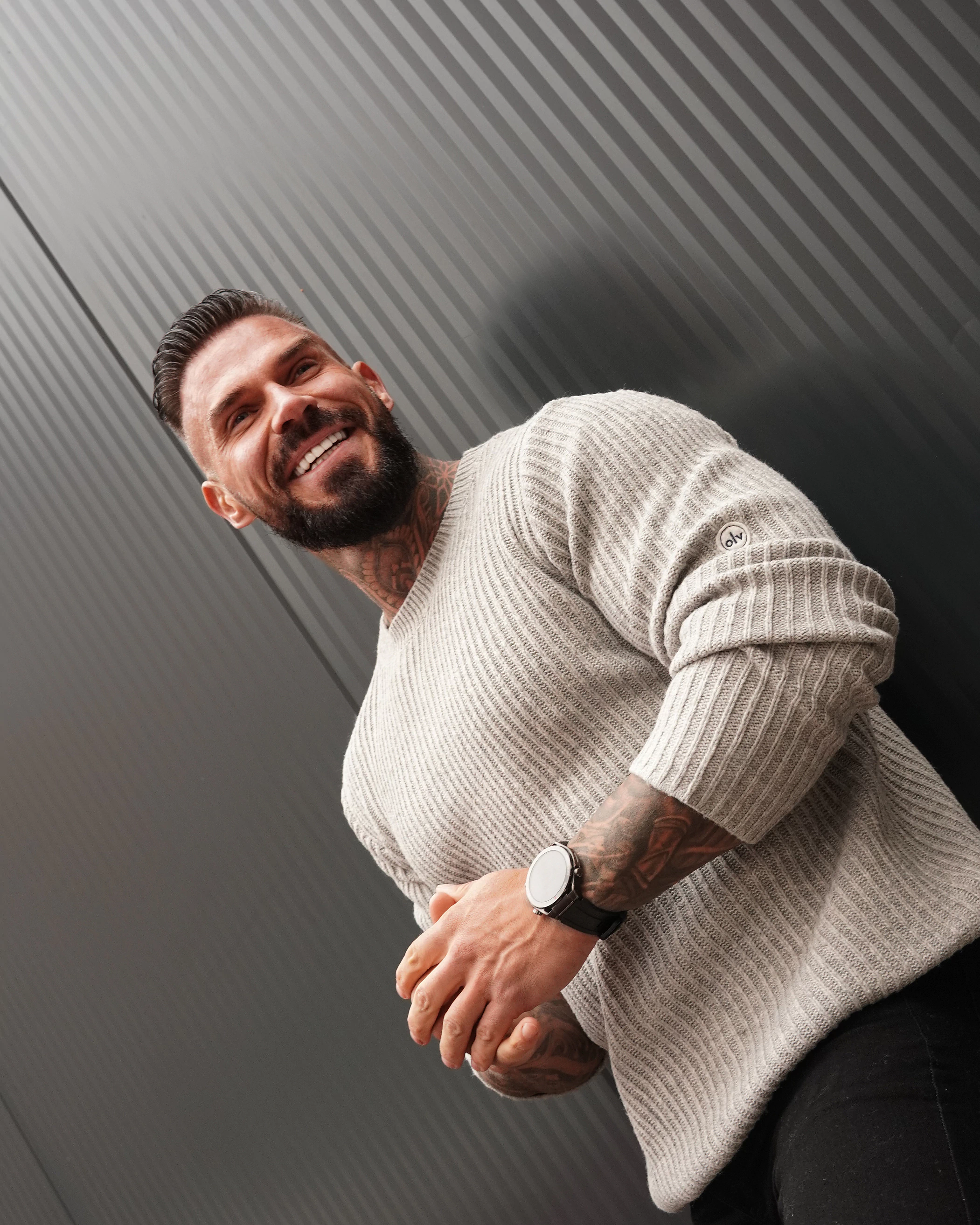 OLAVOGA Men SASIO men’s ribbed jumper – Grey