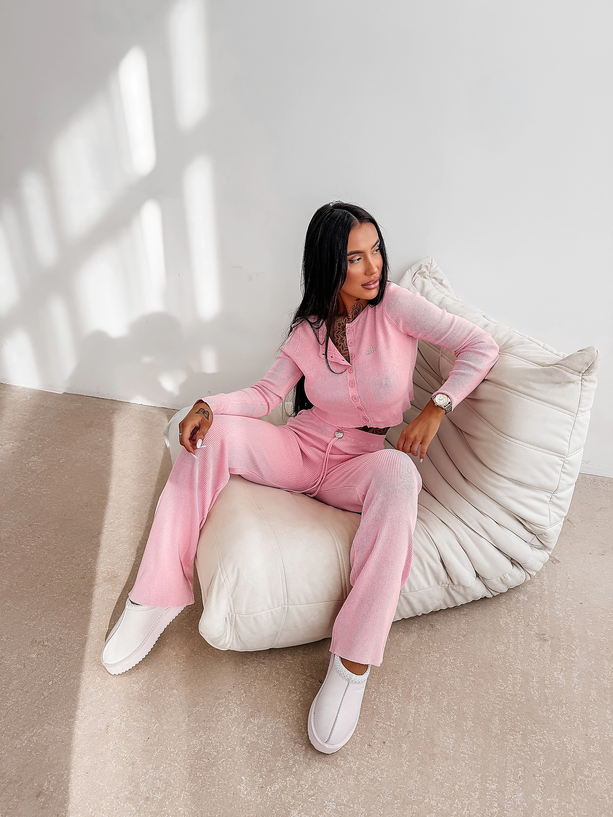 OLAVOGA MALES Pullover-Set mit Knopfleiste - Rosa