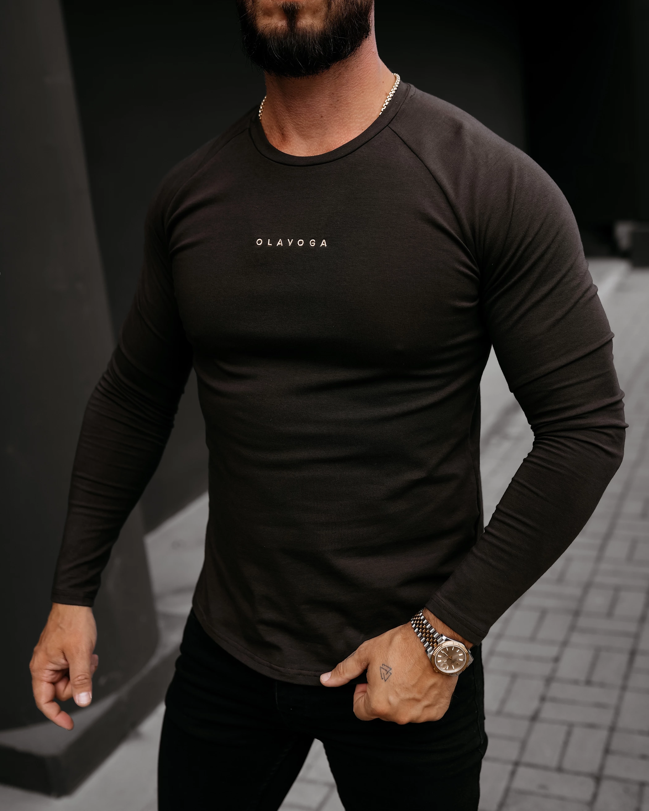 Longsleeve męski OLAVOGA Men CLEAR - Brązowy
