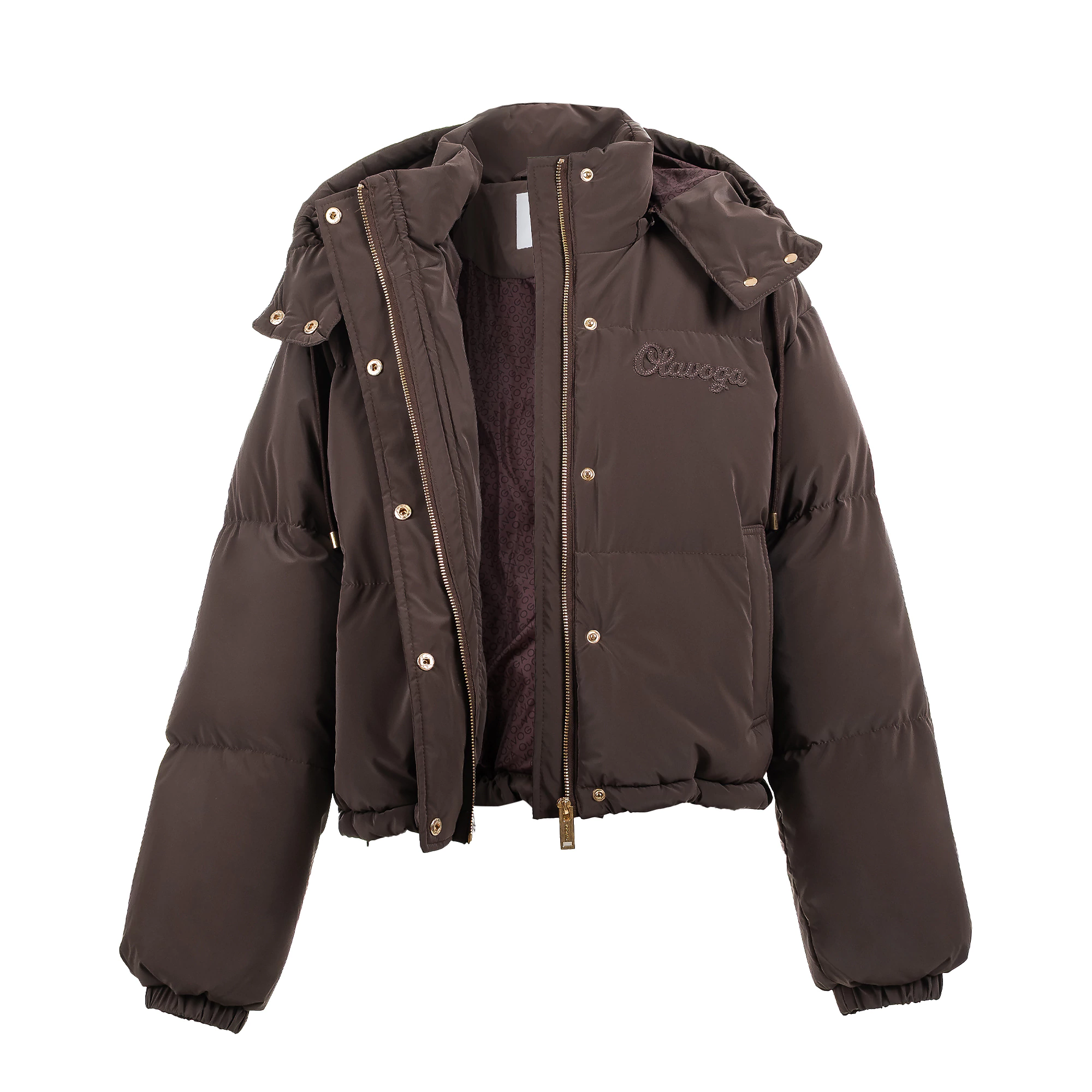 OLAVOGA OROYUAL gesteppte Damenjacke mit Kapuze – Braun