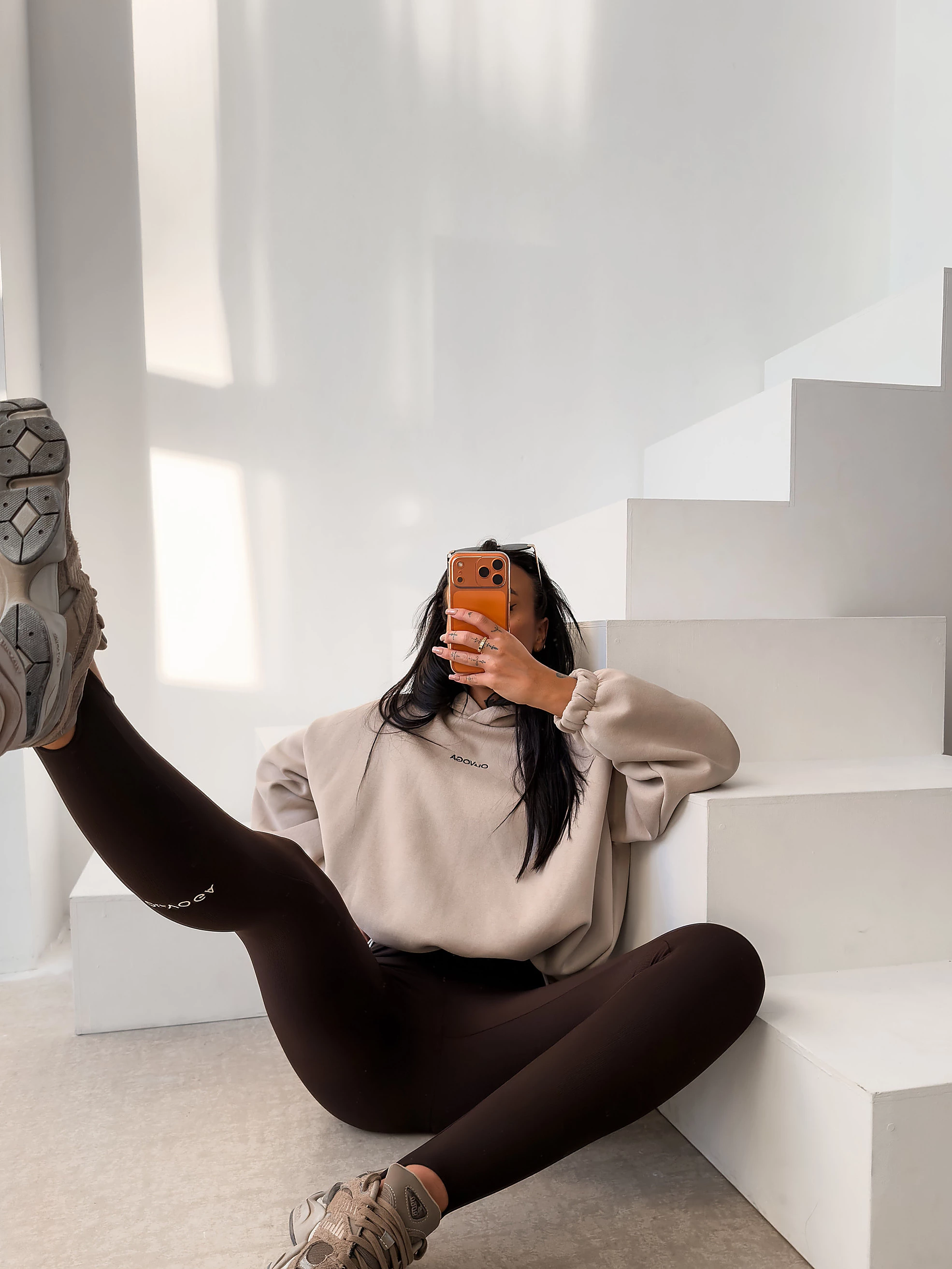 Dámské legíny s podpatky OLAVOGA FLEXIBLE - Hnědé