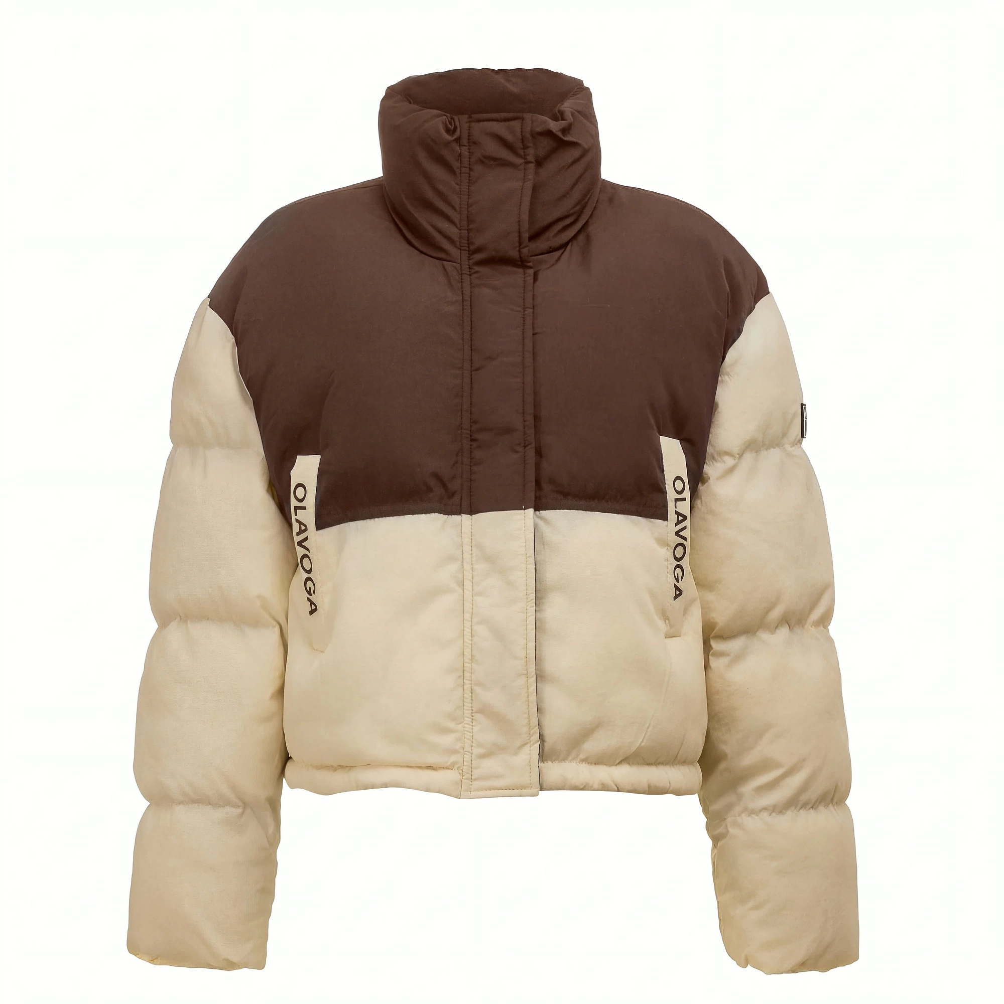 Kurze Steppjacke für Damen OLAVOGA KIAR - Braun