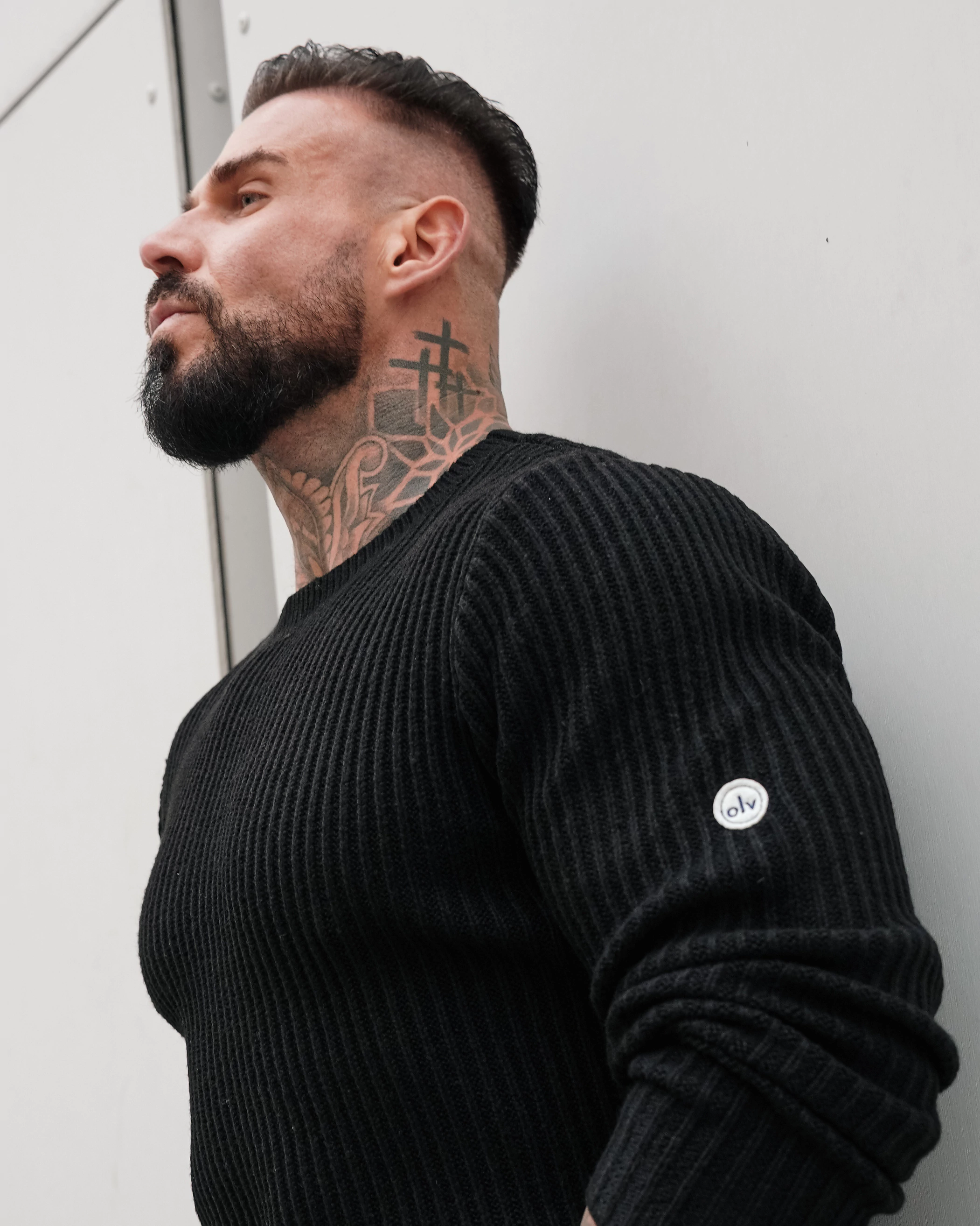 OLAVOGA Men SASIO men’s ribbed jumper – Black
