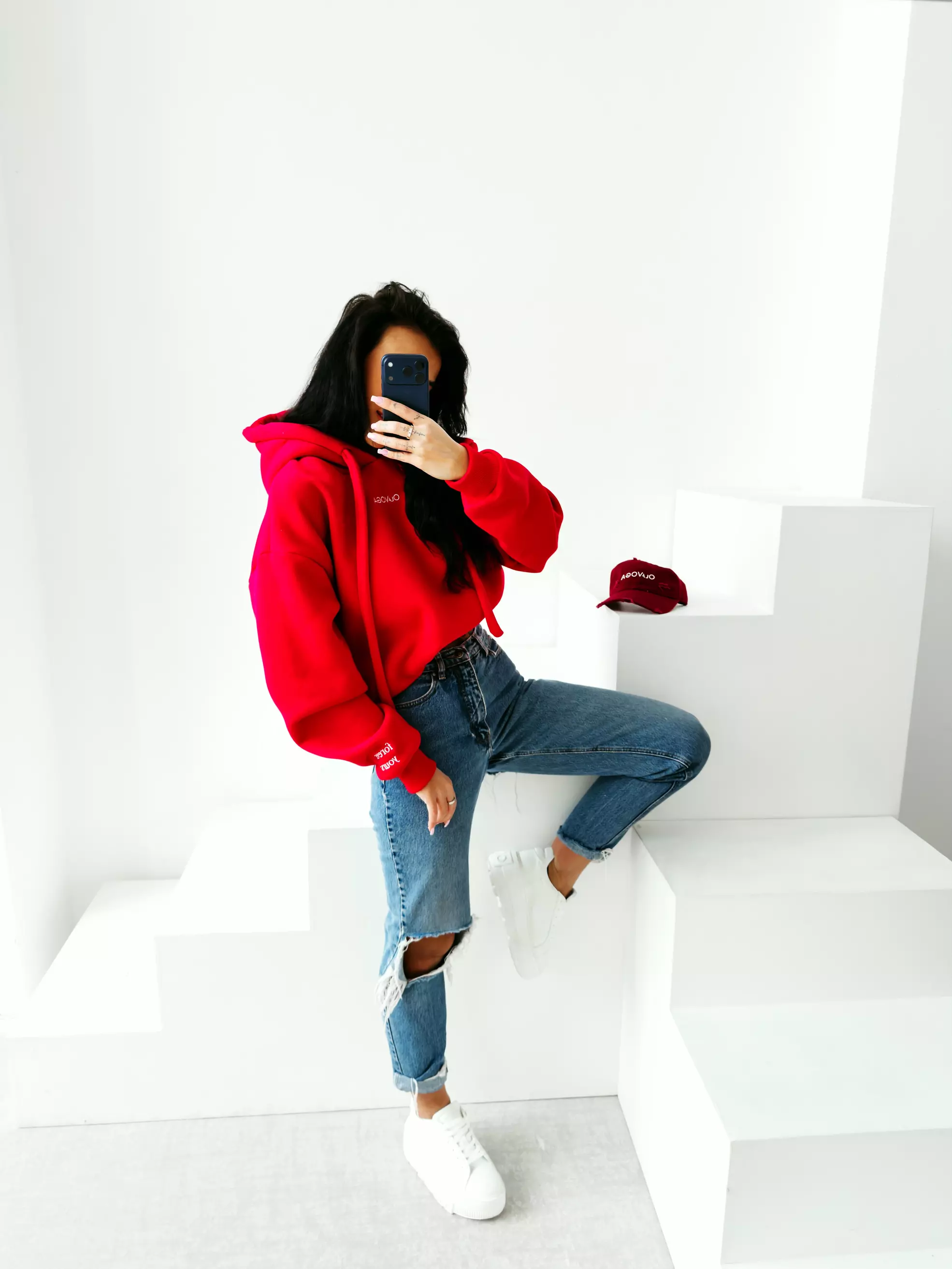 Bluza damska Matchy Matchy OLAVOGA ADORE - Czerwony