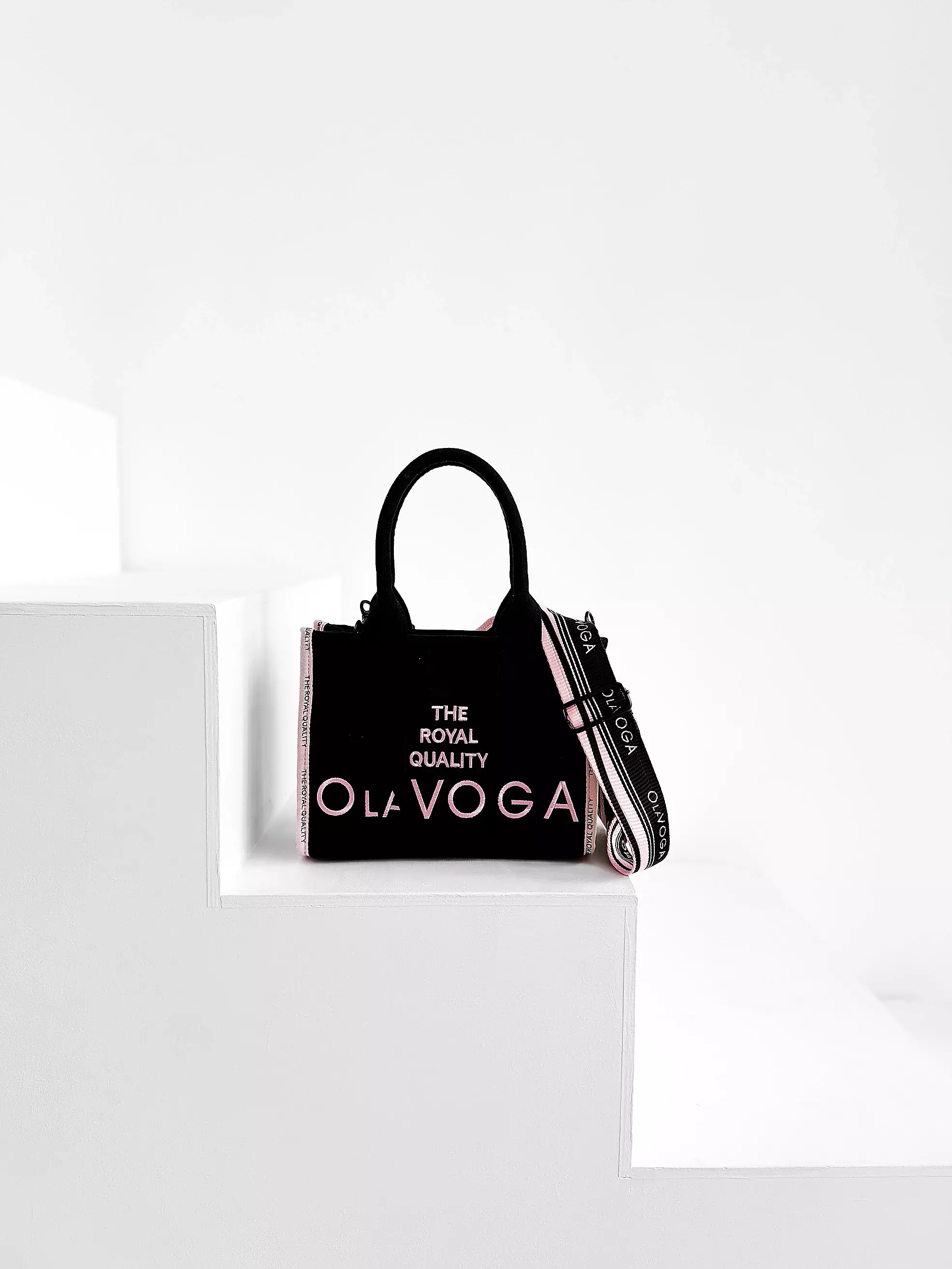 OLAVOGA NALA women's shopper bag - Black + powder pink