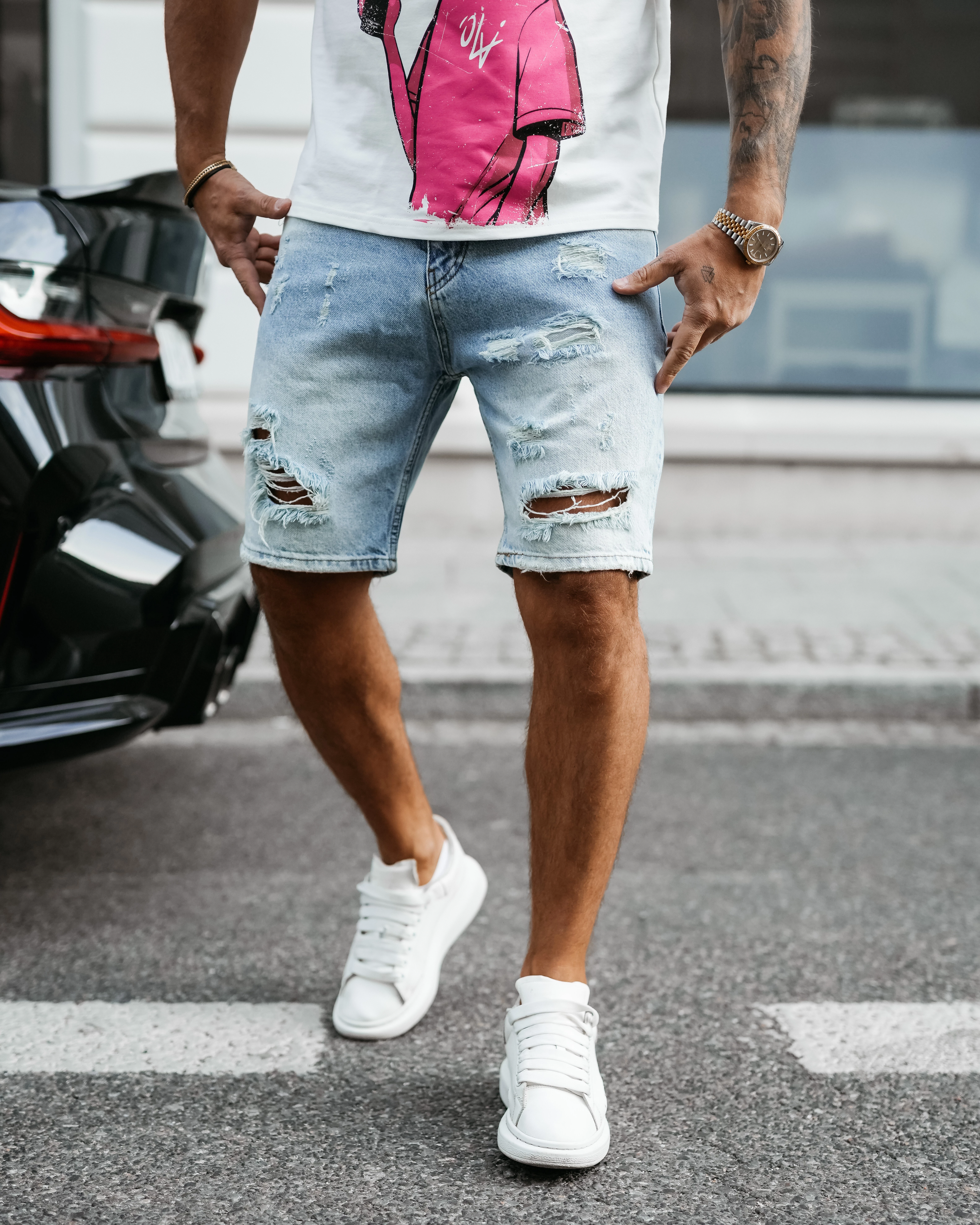 Spodenki męskie jeansowe OLAVOGA Men DRIFT - Niebieski