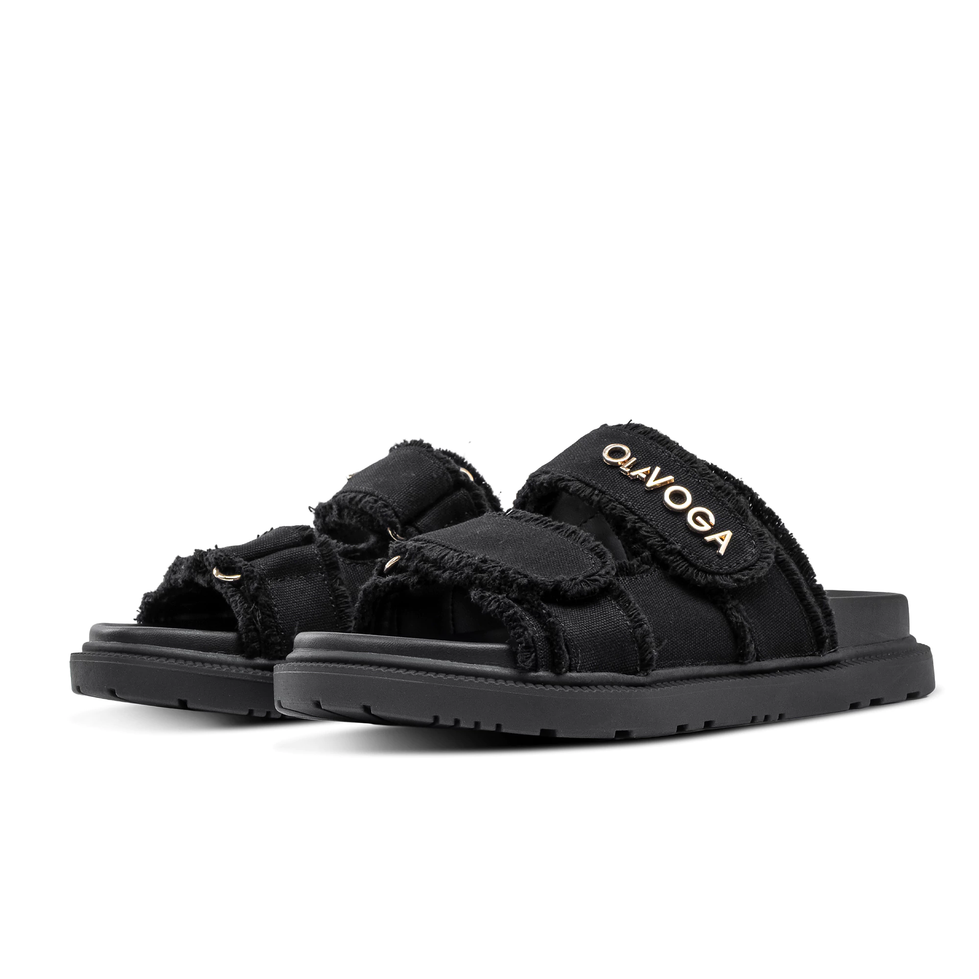 Women's Velcro flip-flops OLAVOGA BERLIOZ - Black