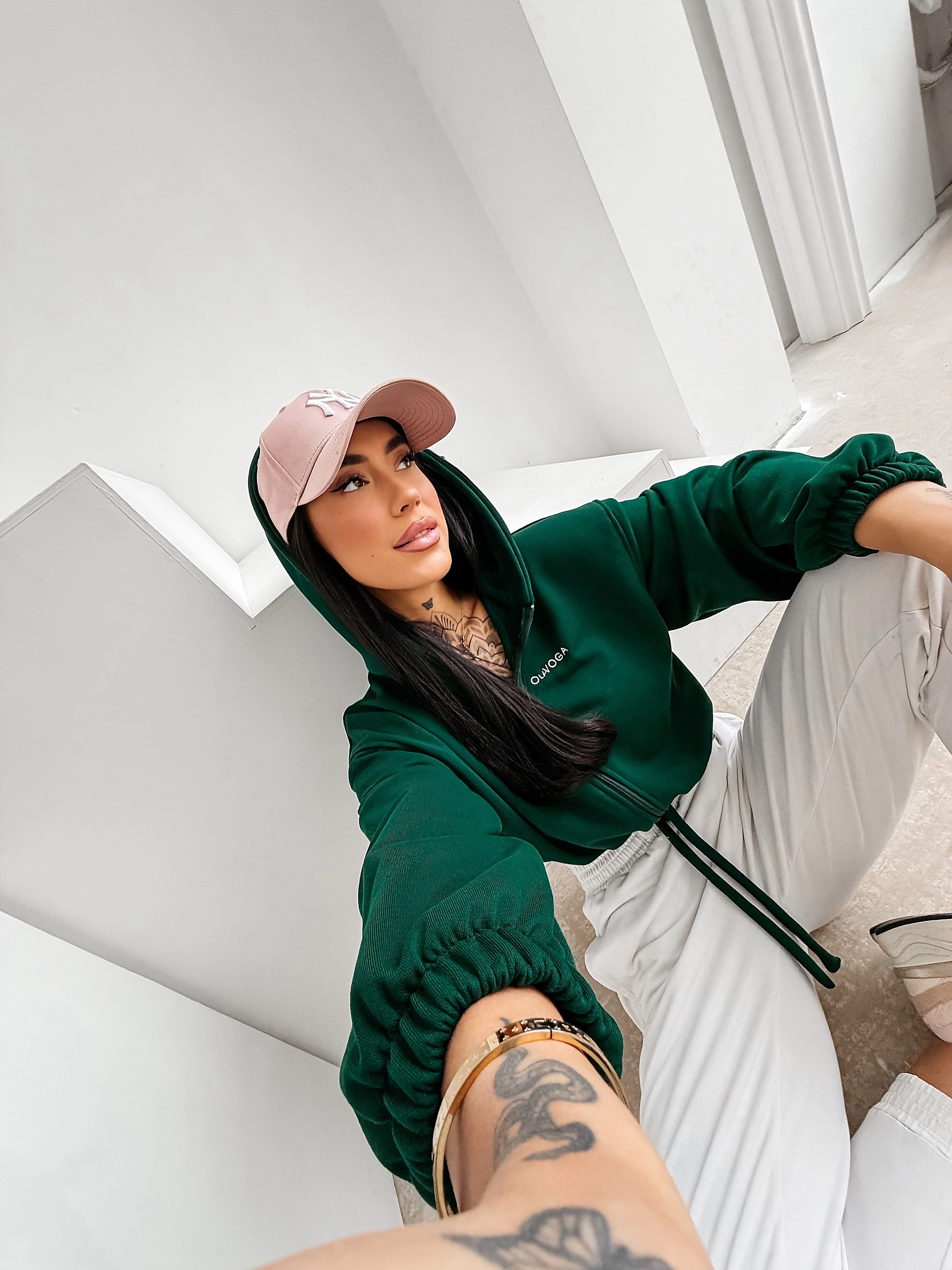Bluza damska oversize OLAVOGA NERIN - Ciemny zielony