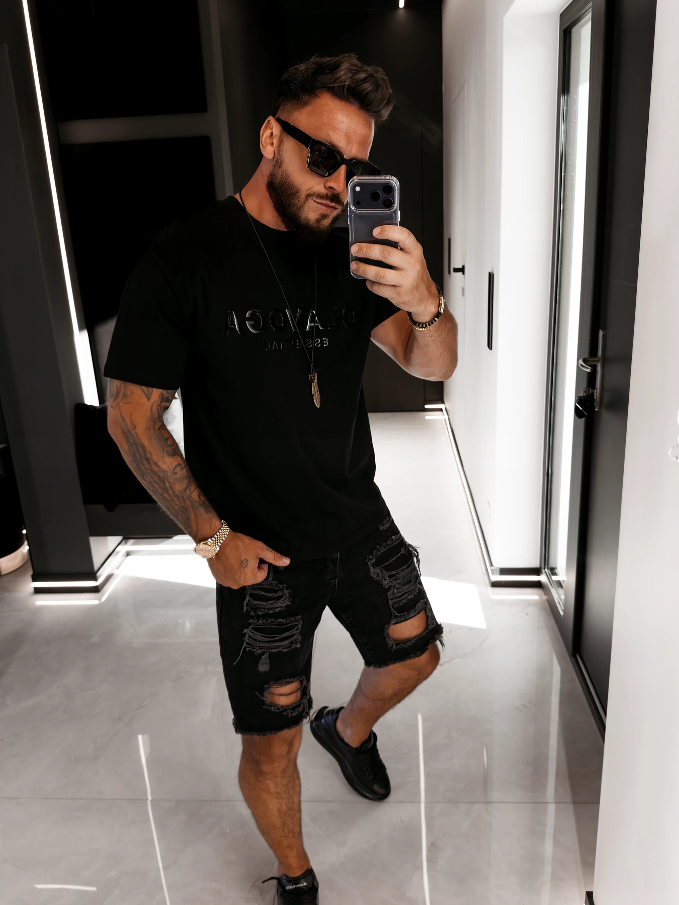 OLAVOGA Men BOHO slim T-shirt - Black