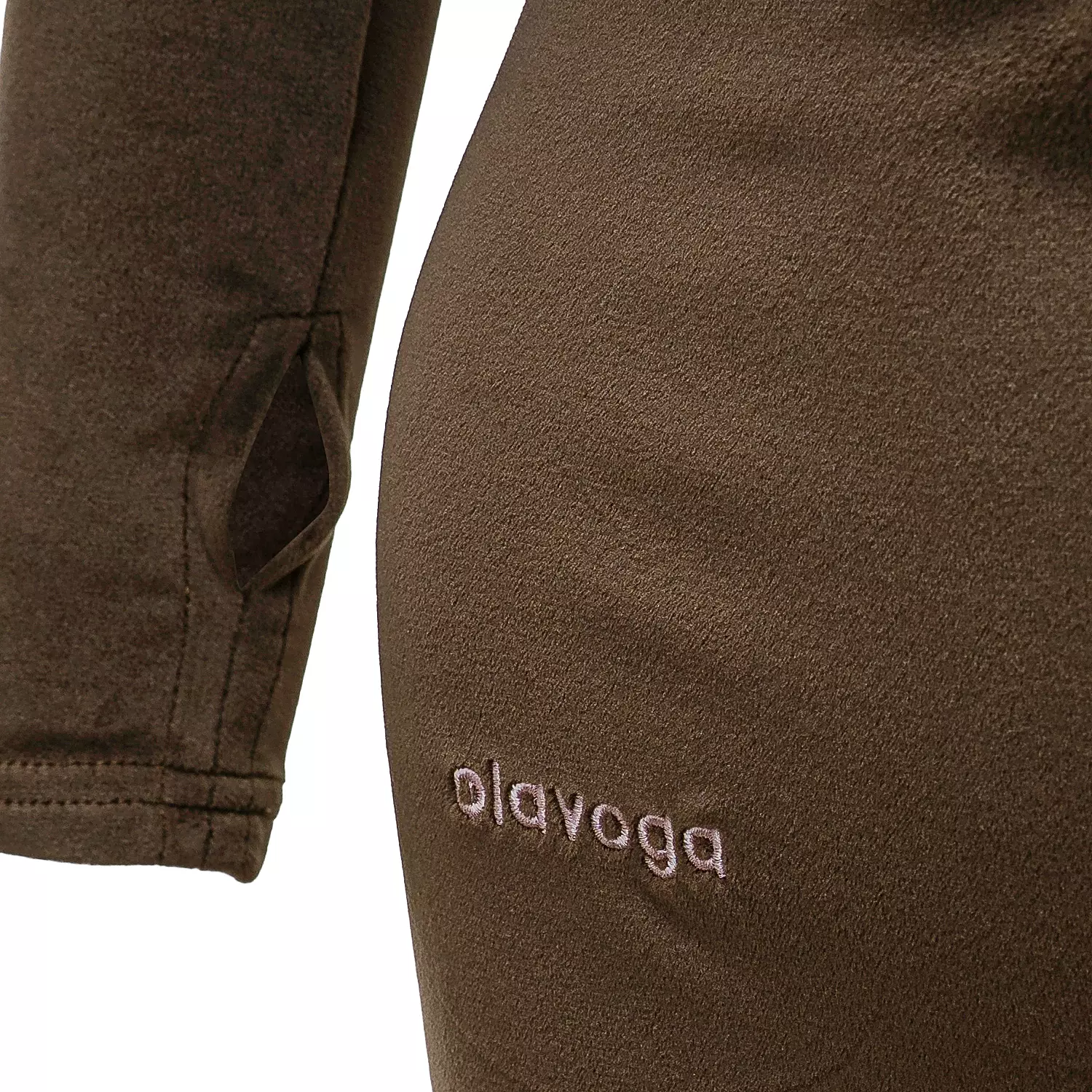 Women's velour jumpsuit OLAVOGA CRYSTAL FLARE - Dark latte
