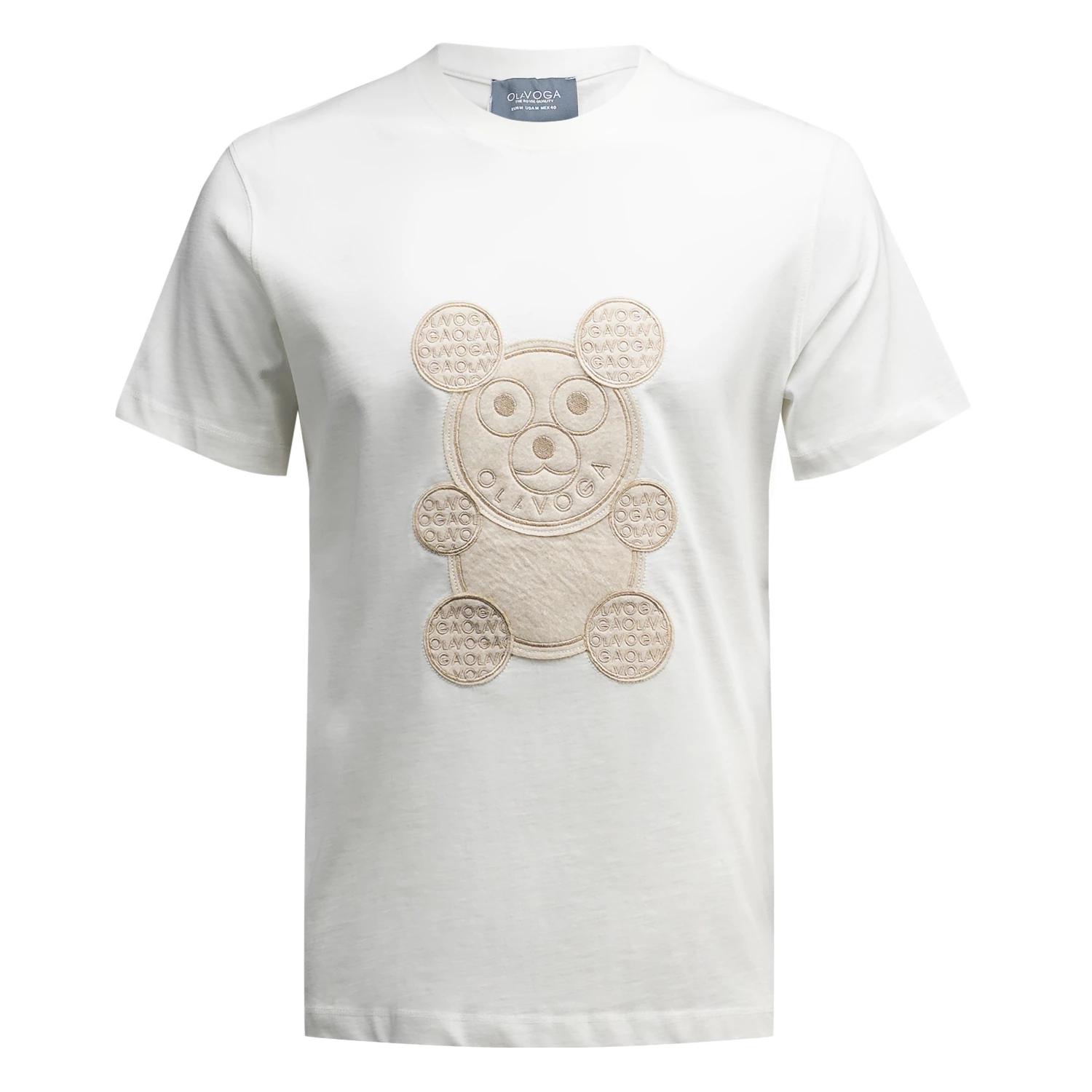 T-shirt męski z misiem OLAVOGA Men SAINZ - Écru