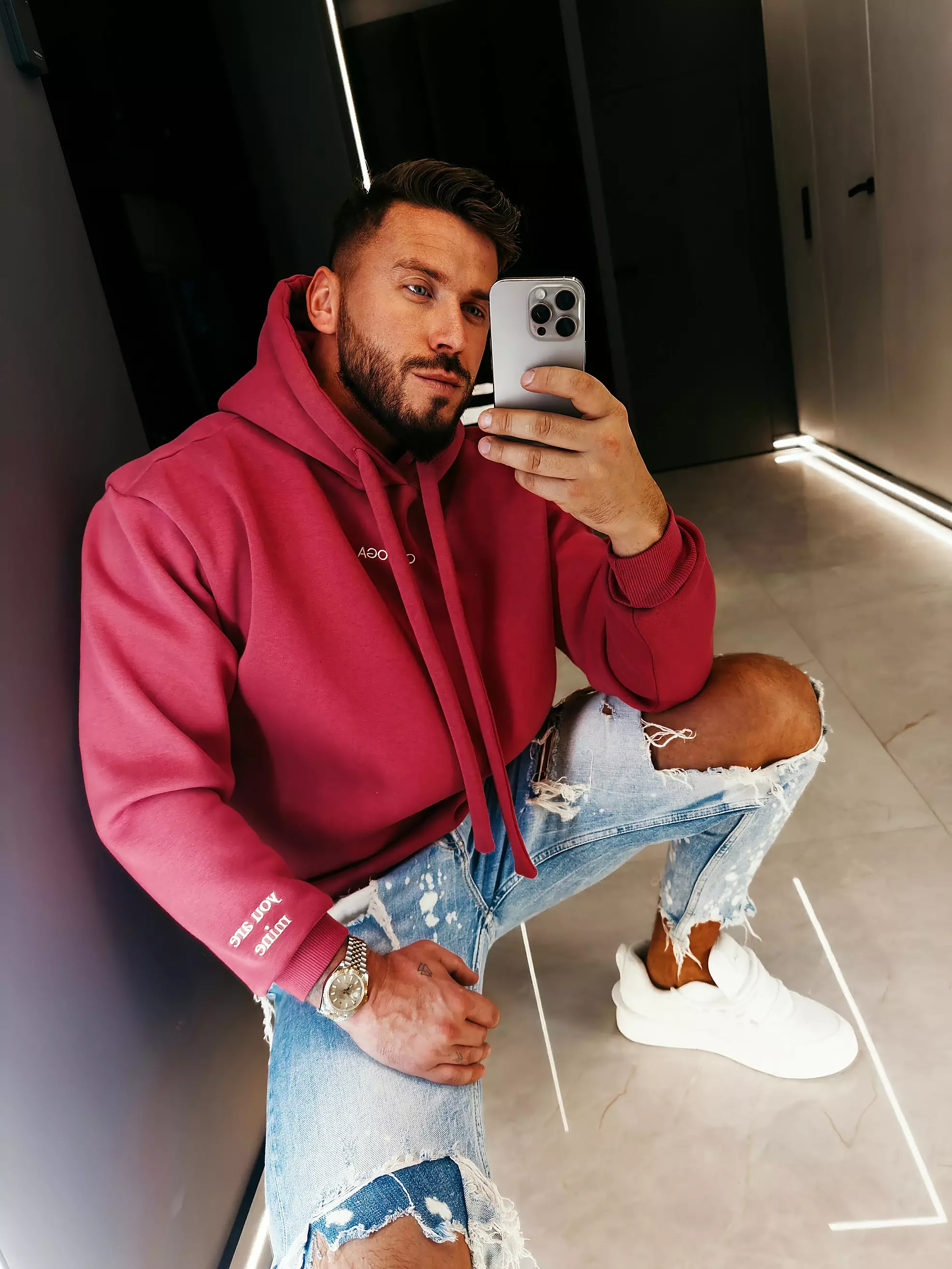 Herren Matchy Sweatshirt OLAVOGA Herren ADORE - Rosa
