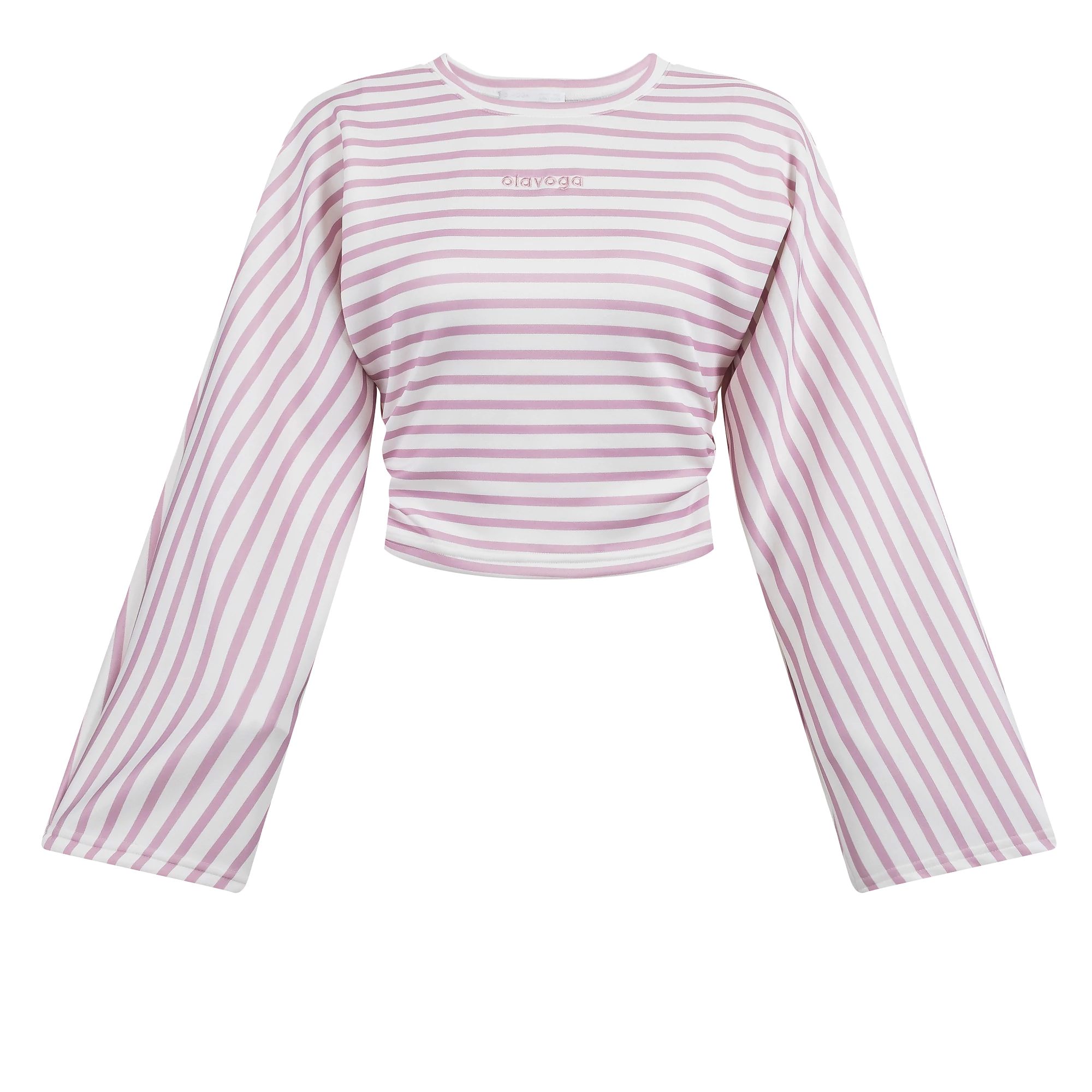Damenbluse mit Streifenmuster OLAVOGA FLOAT – Écru + Puderrosa