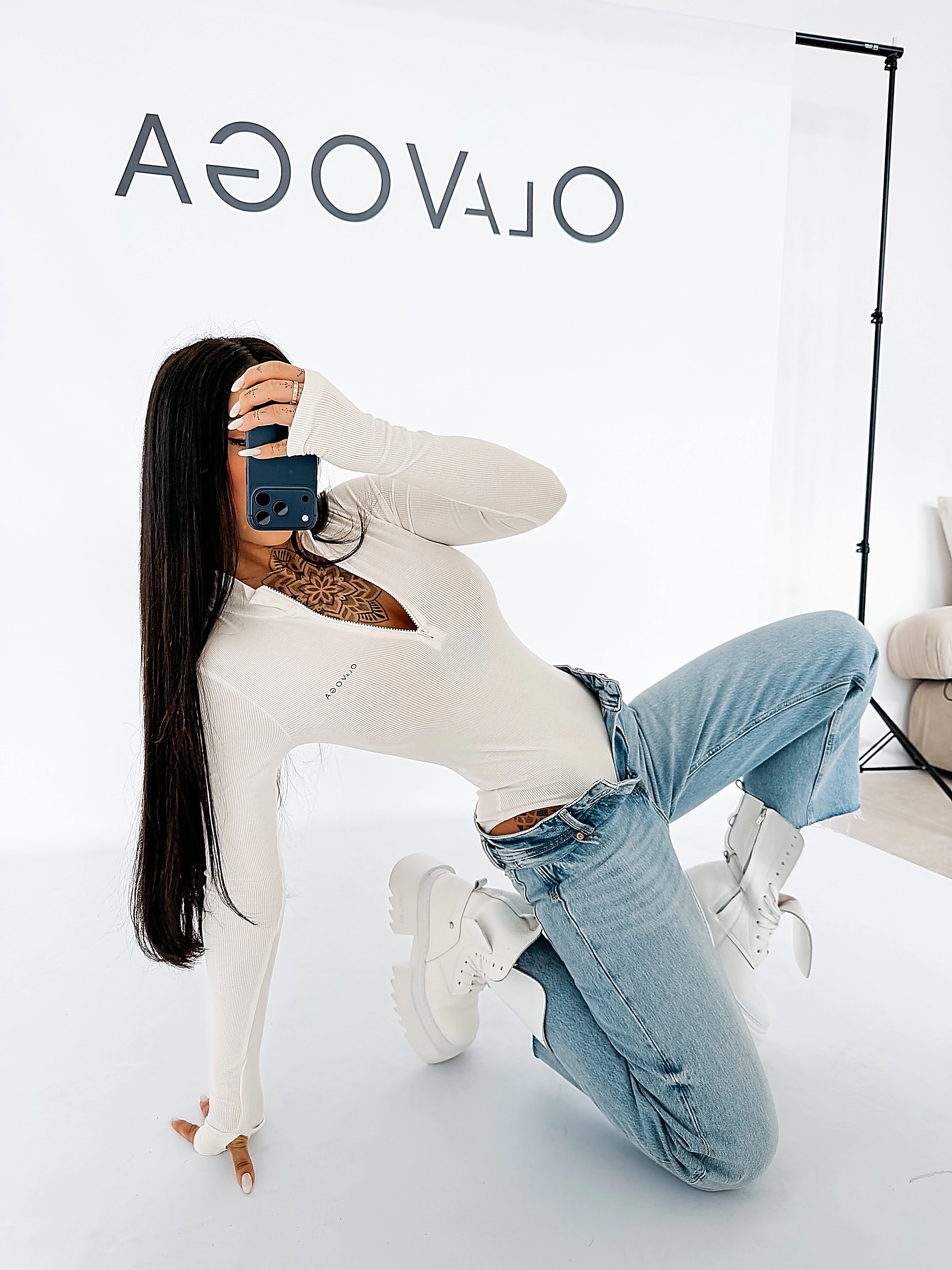 Women's button-up bodysuit OLAVOGA EGRI - Écru