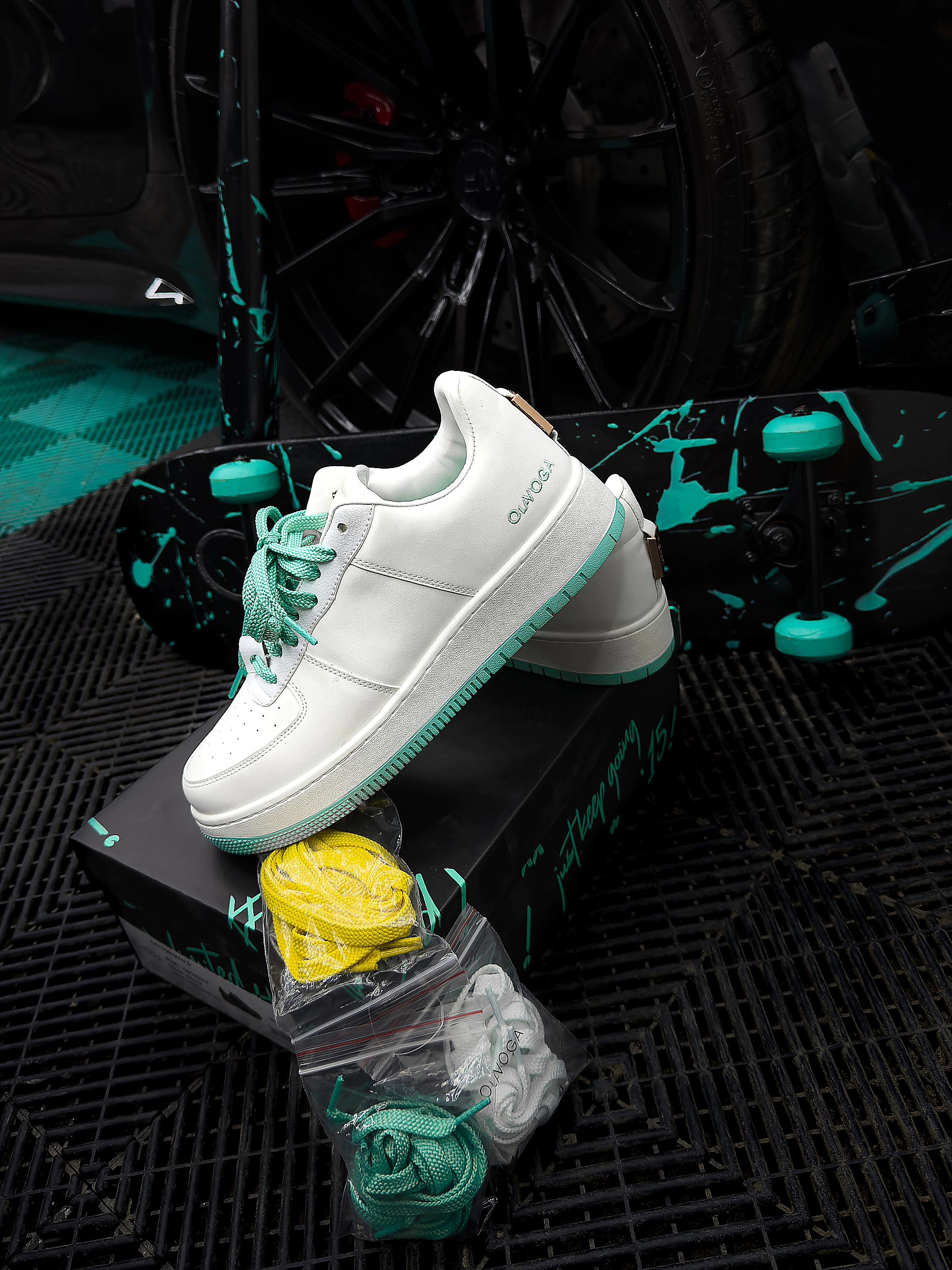 OLAVOGA Herrenschuhe DAYTON - Weiß + Blau