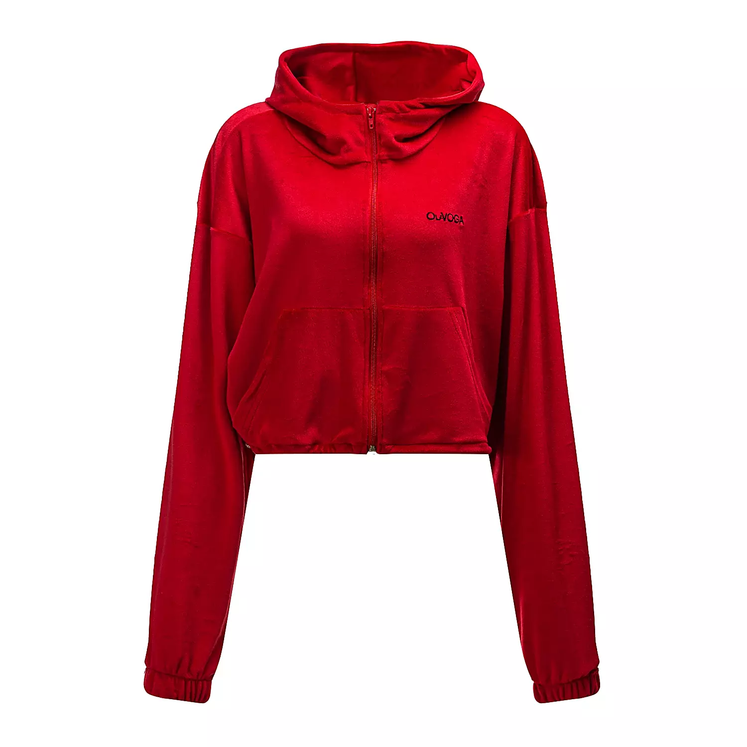 Komplet damski casual welurowy OLAVOGA VELVET WOOD - Czerwony
