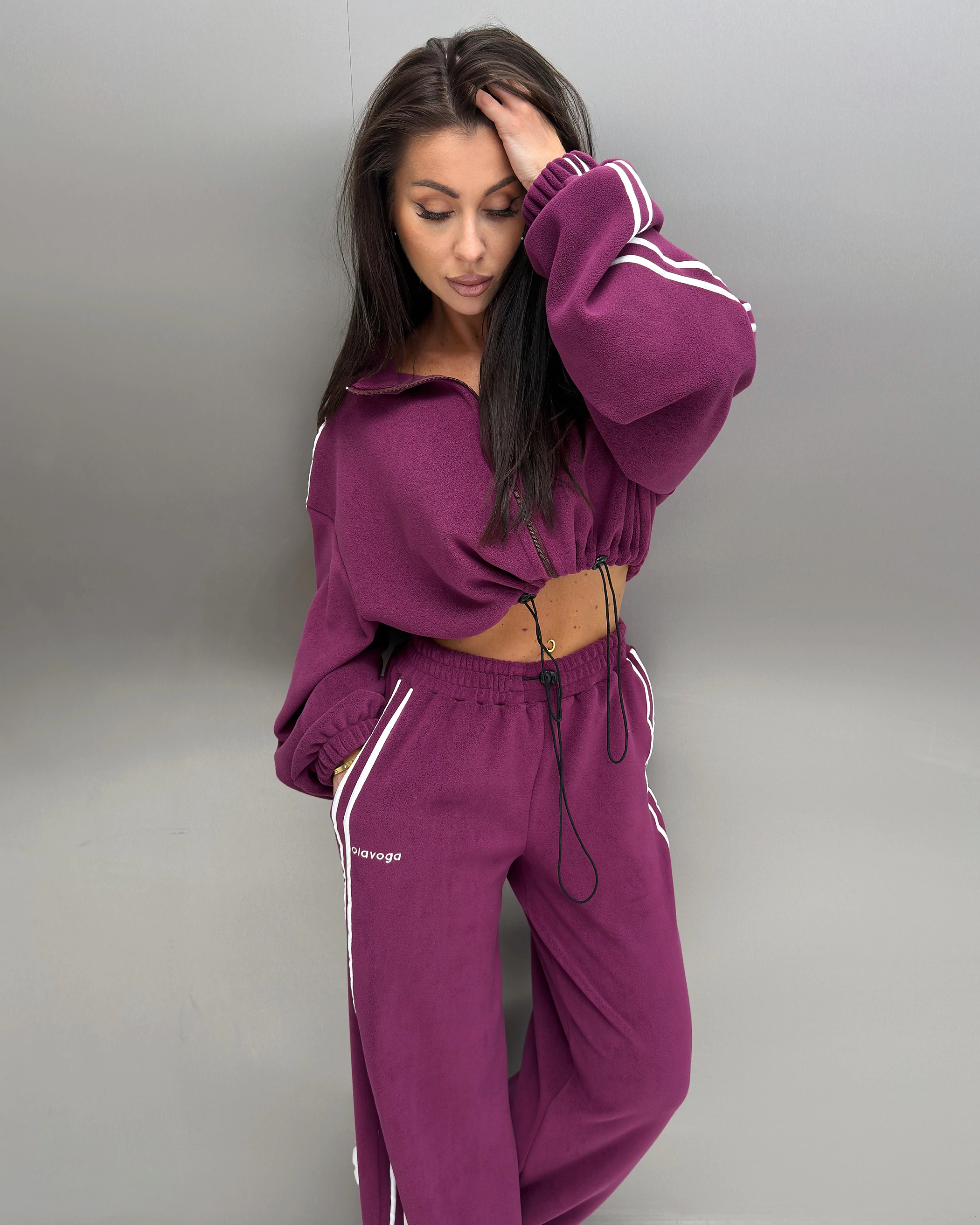 Damen-Set mit Streifen OLAVOGA STREETY – Pflaume