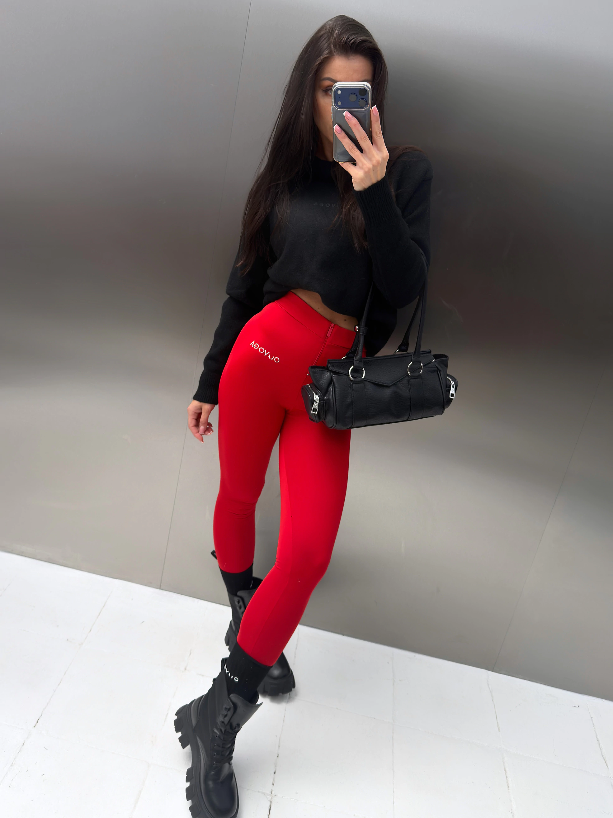 Damen-Leggings mit Reißverschluss OLAVOGA LUXORA – Rot