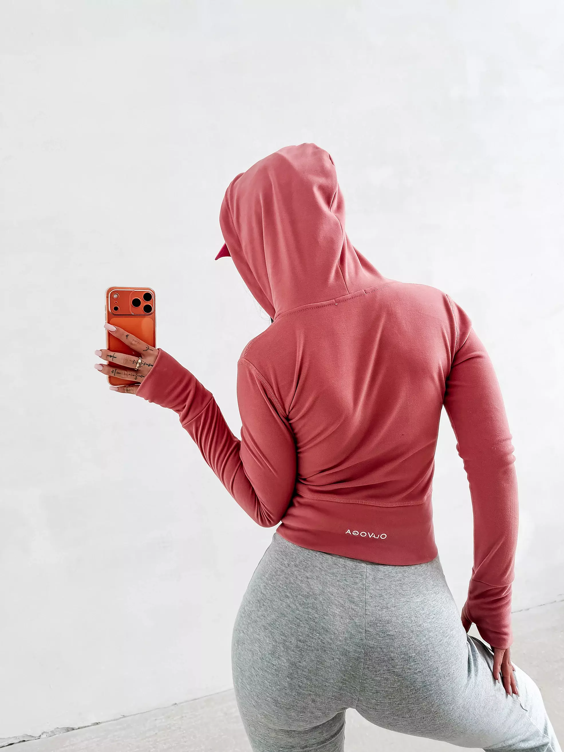 OLAVOGA EMERA Damen-Kapuzenpullover - Koralle rosa