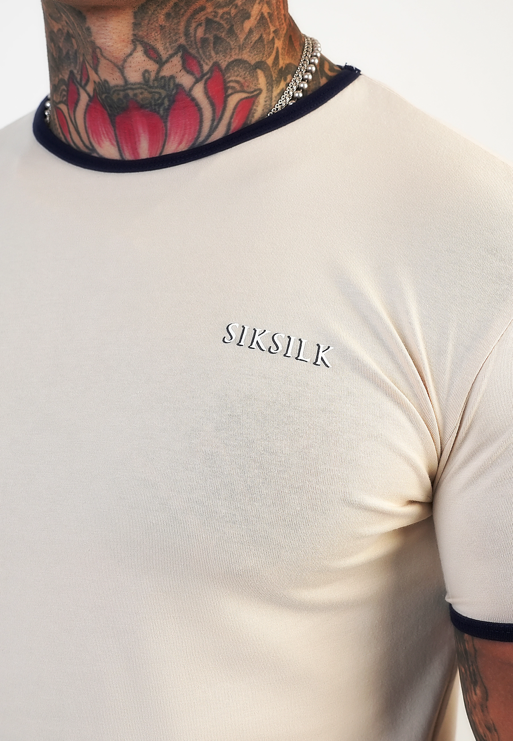 T-shirt męski SIKSILK RINGER 28755 - Écru