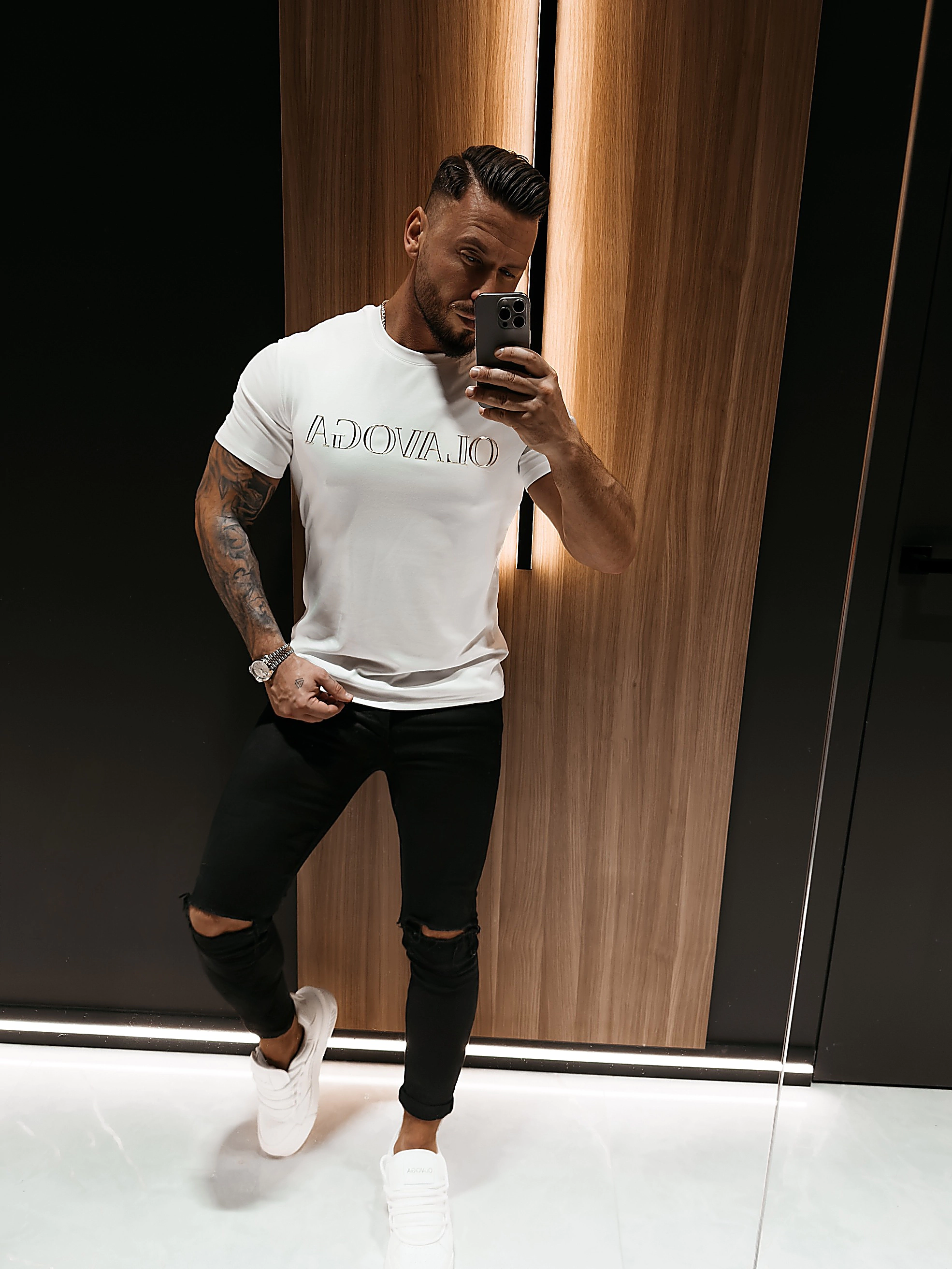 OLAVOGA Men BERG appliqué T-shirt - Écru