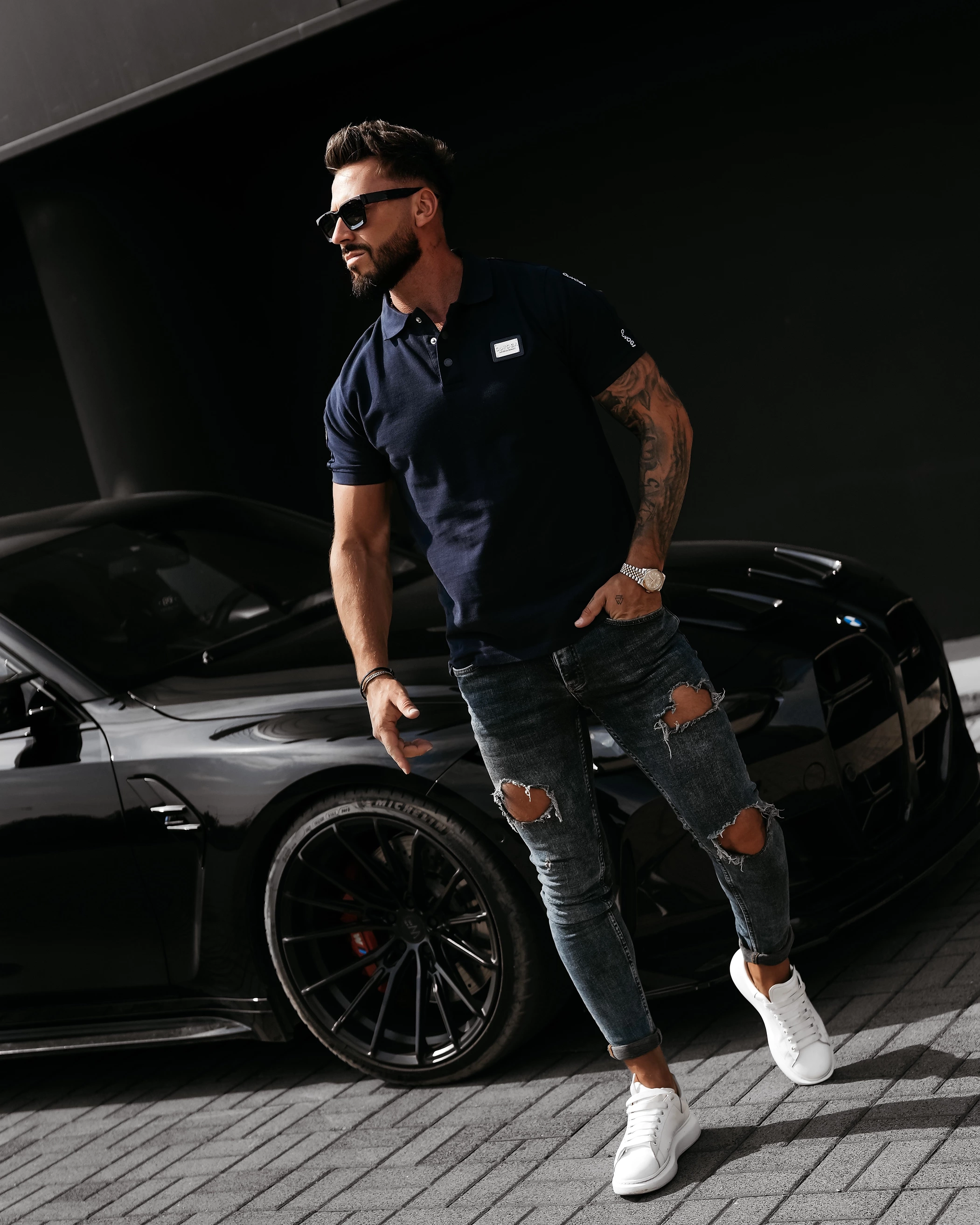T-shirt męski OLAVOGA Men BALARDI - Granatowy