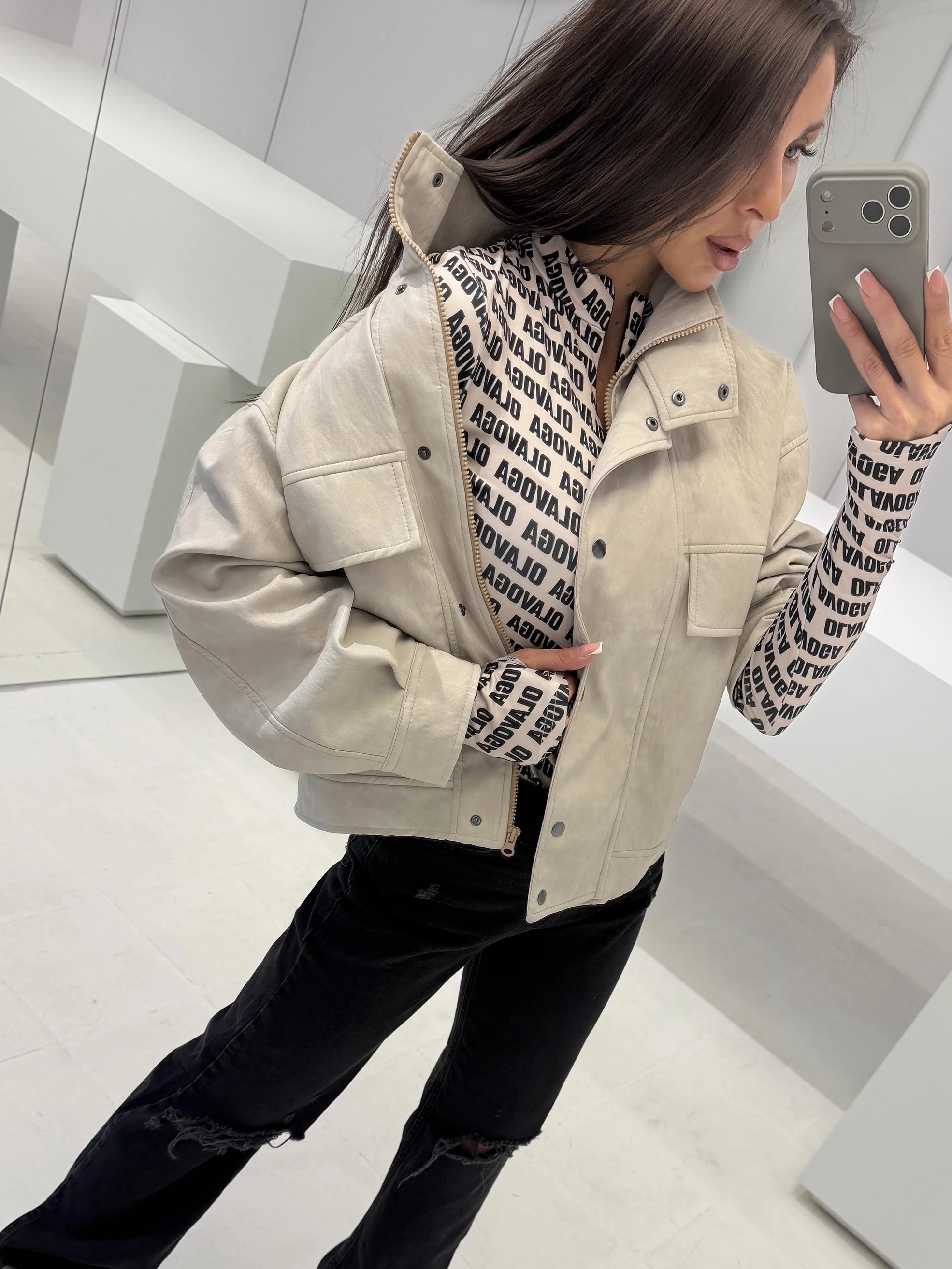 OLAVOGA IMPACT Damenjacke aus Kunstleder – Beige
