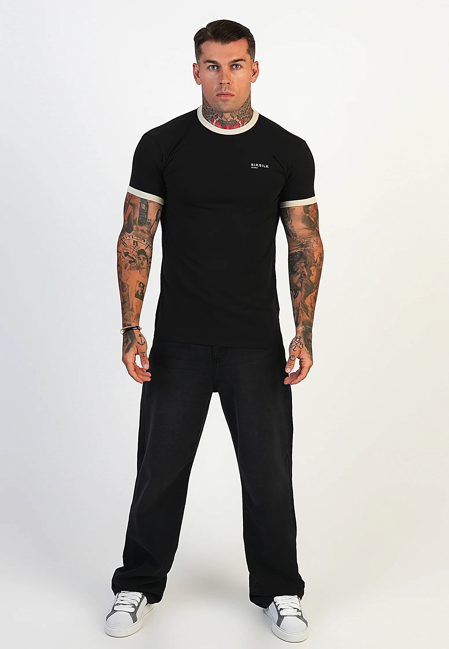 SIKSILK RINGER Herren-T-Shirt 28856 - Schwarz