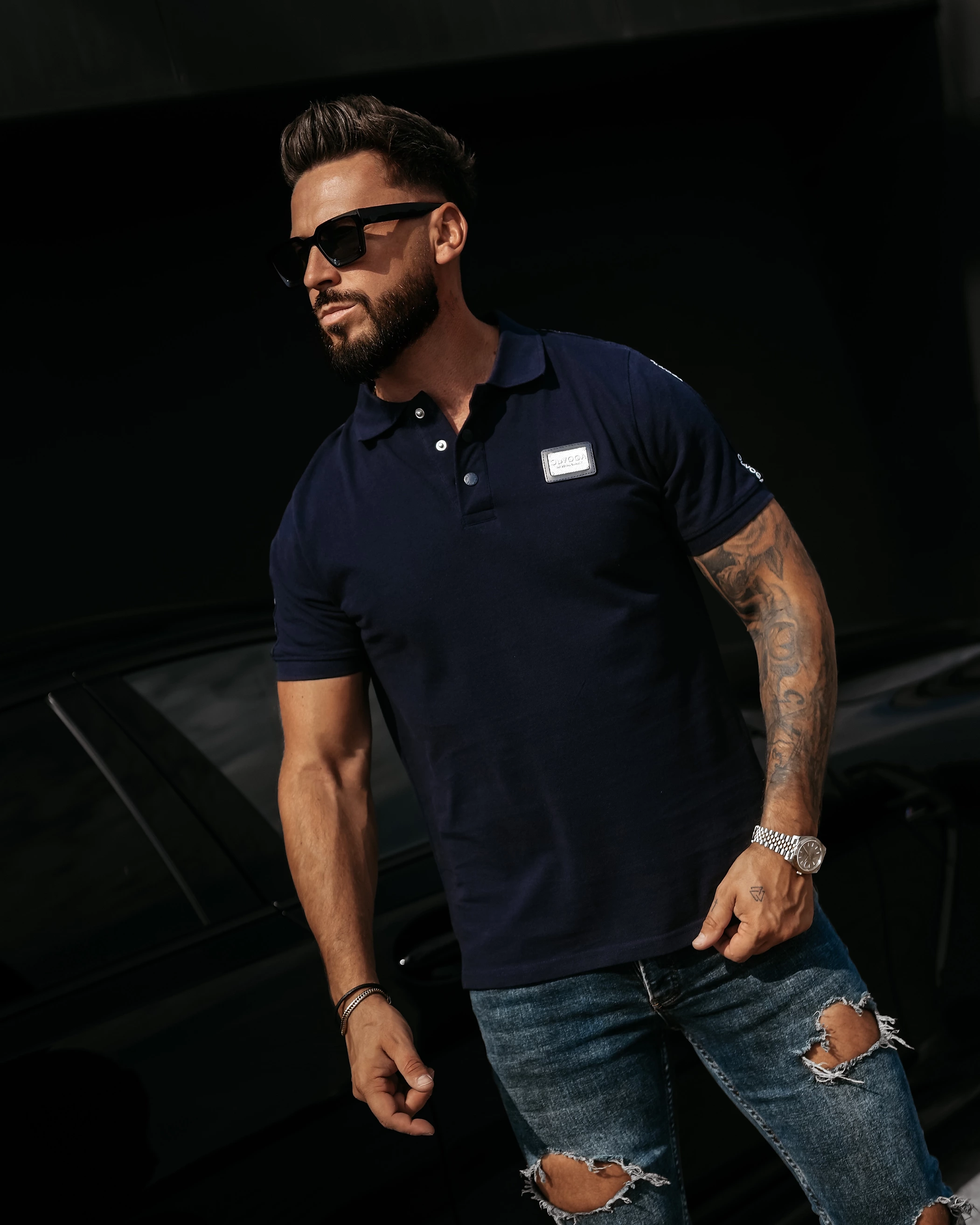 T-shirt męski OLAVOGA Men BALARDI - Granatowy