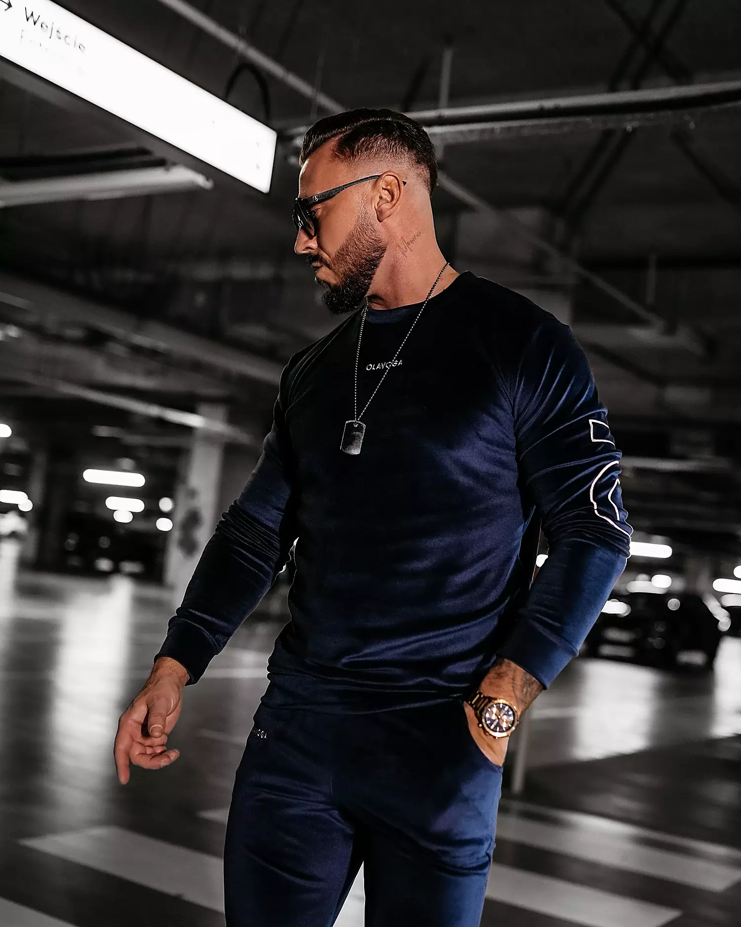 Damenset aus Velours OLAVOGA VELVET ASH MEN - Marineblau