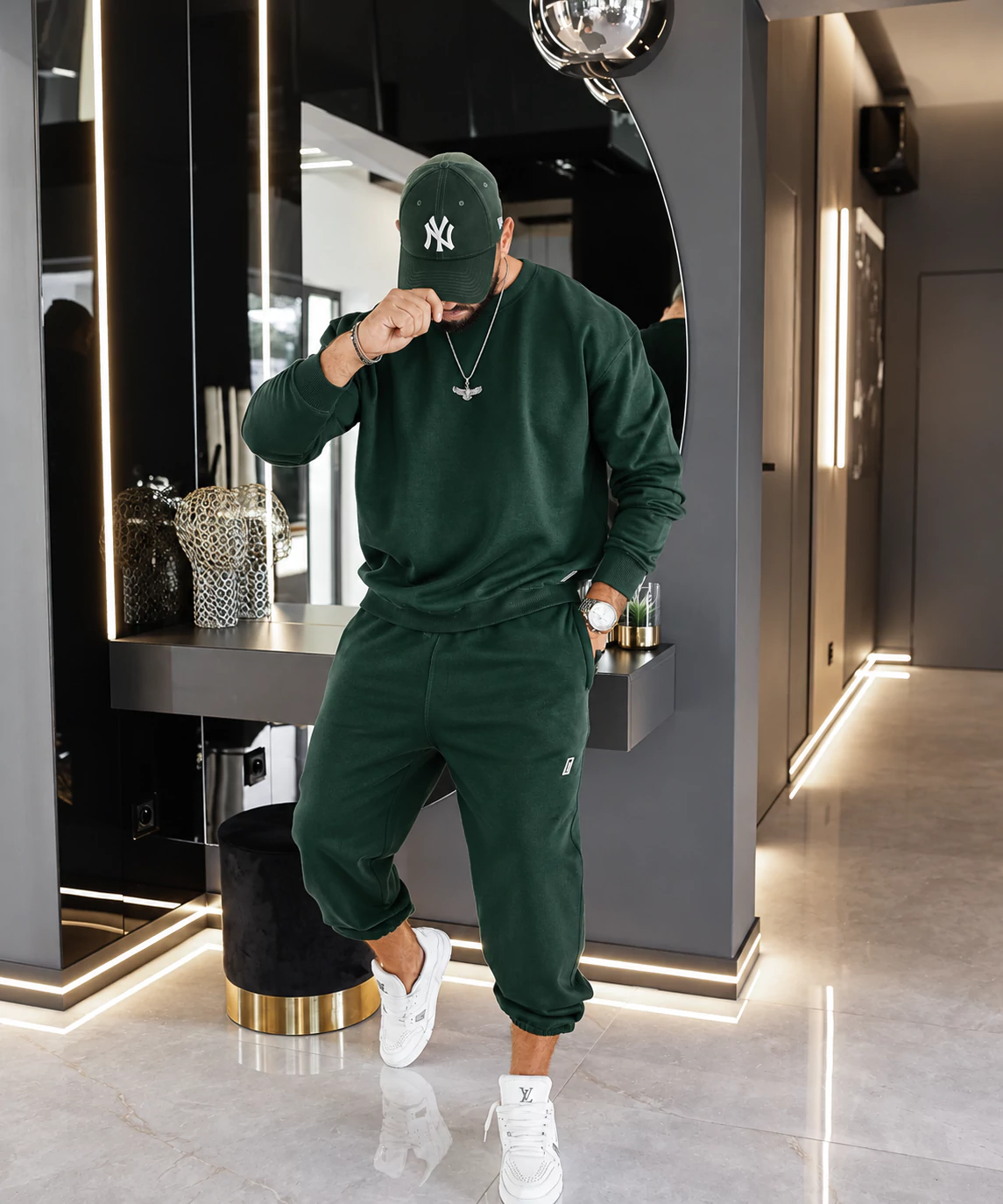 Pánské tepláky OLAVOGA Men ZAIRI PANTS – tmavě zelené