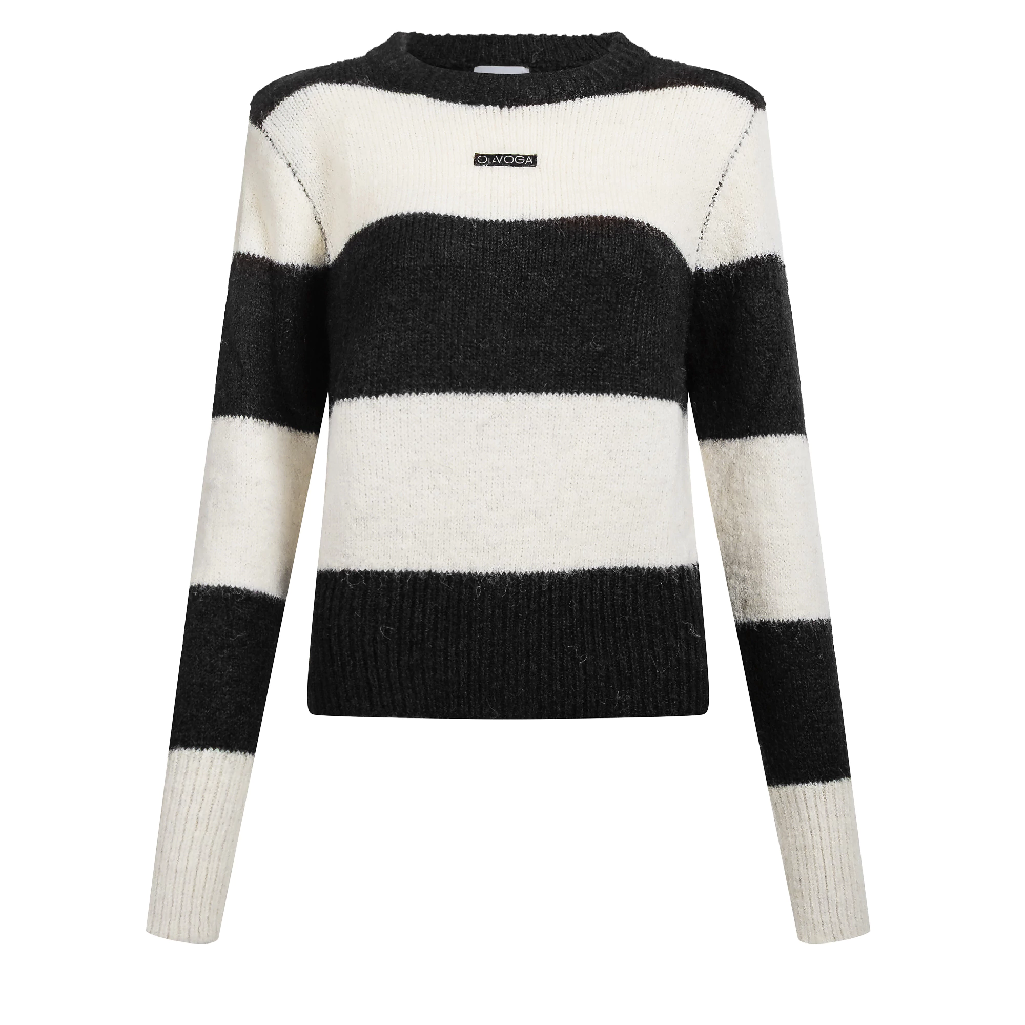 Sweter damski w pasy OLAVOGA ERISSEN - Ecru + czarny