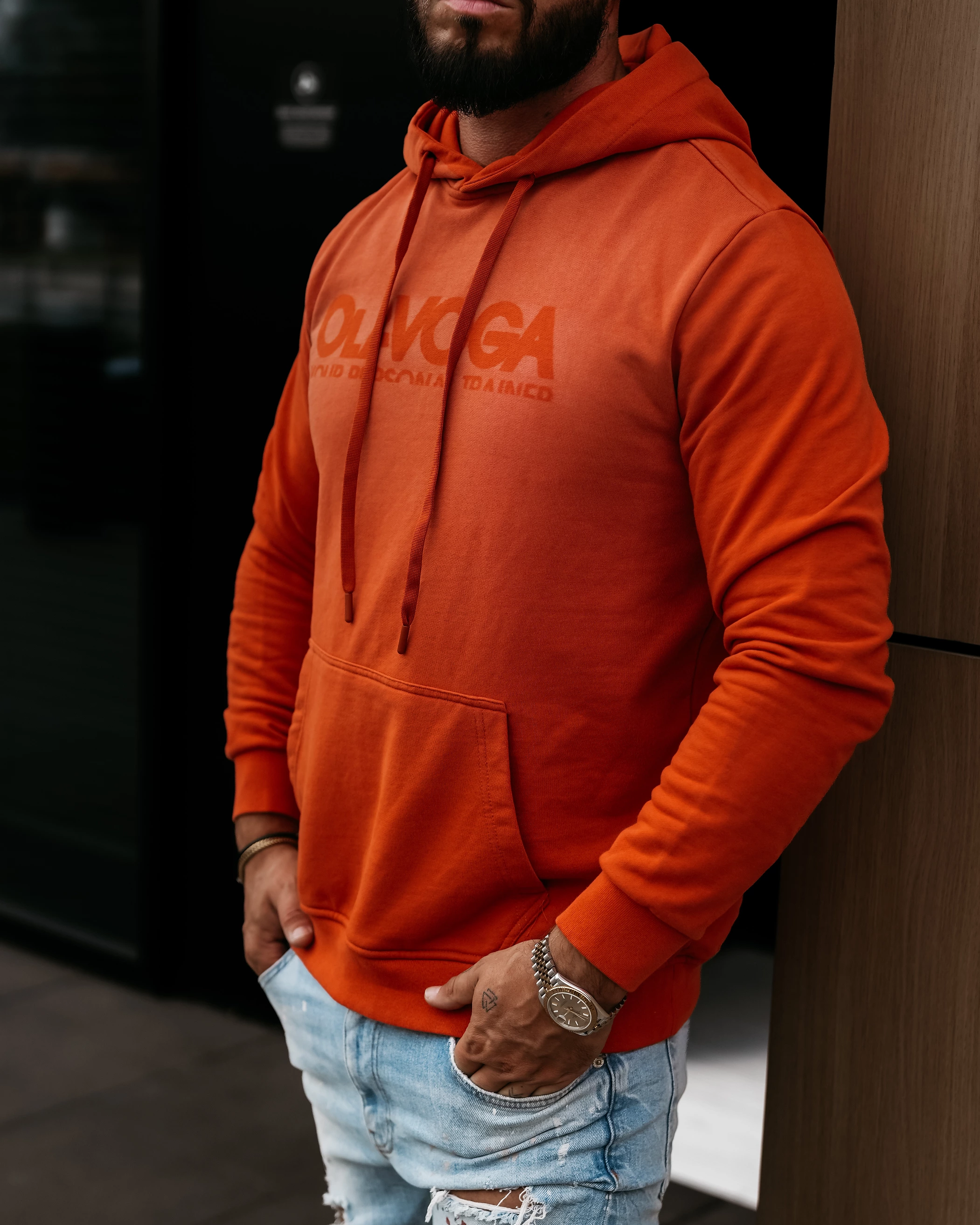 Pánska mikina oversize OLAVOGA Men NEVIR – oranžová