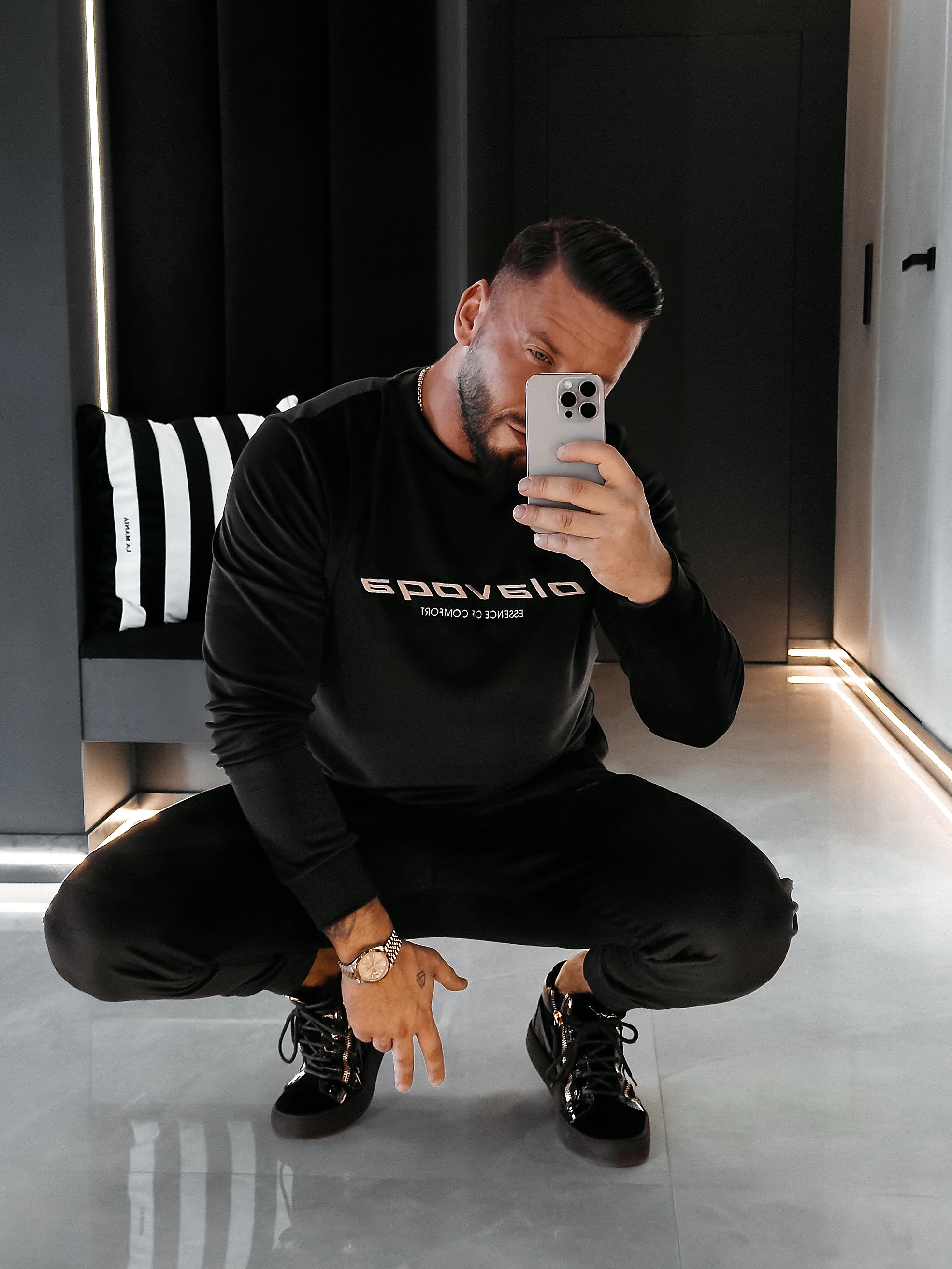 Komplet welurowy OLAVOGA Men SKIP - Czarny
